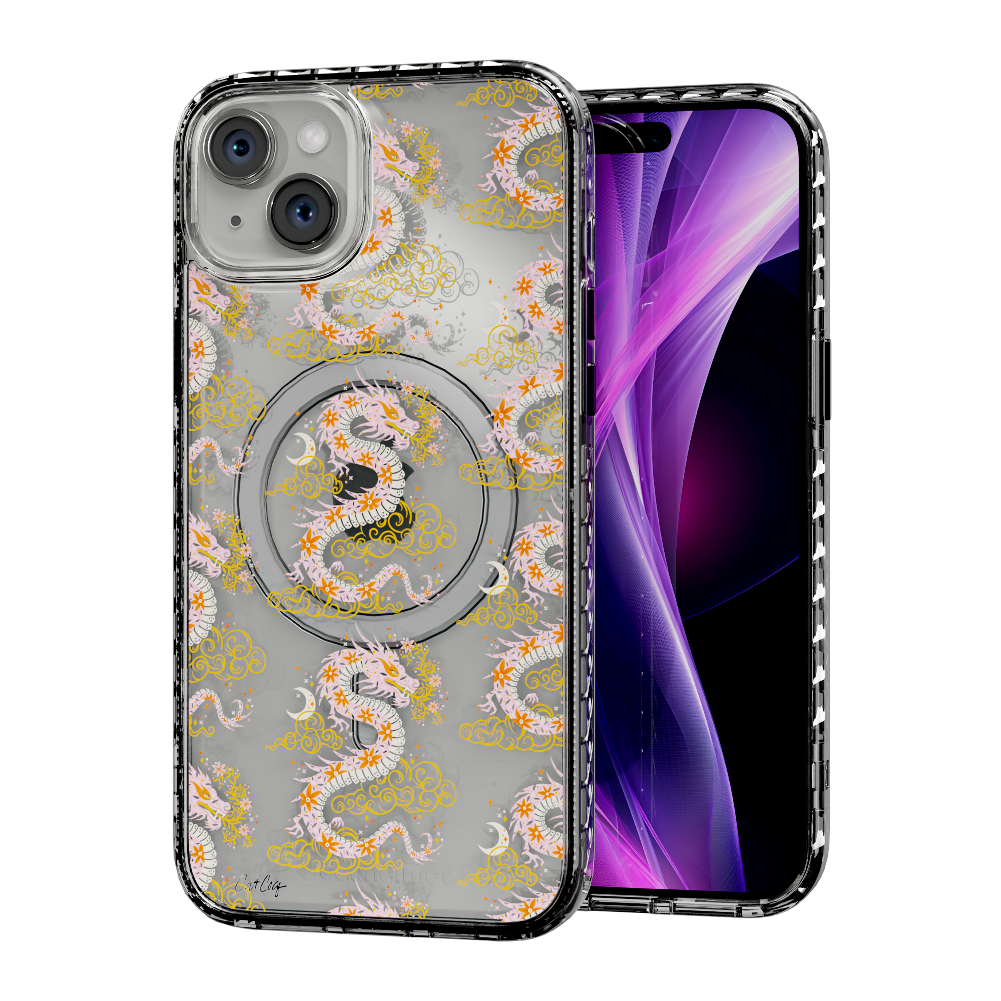 Dream Dragon (Pink) by CatCoq | iPhone 15 Series |  MagSafe® Case iPhone 15 Plus / Crystal Clear