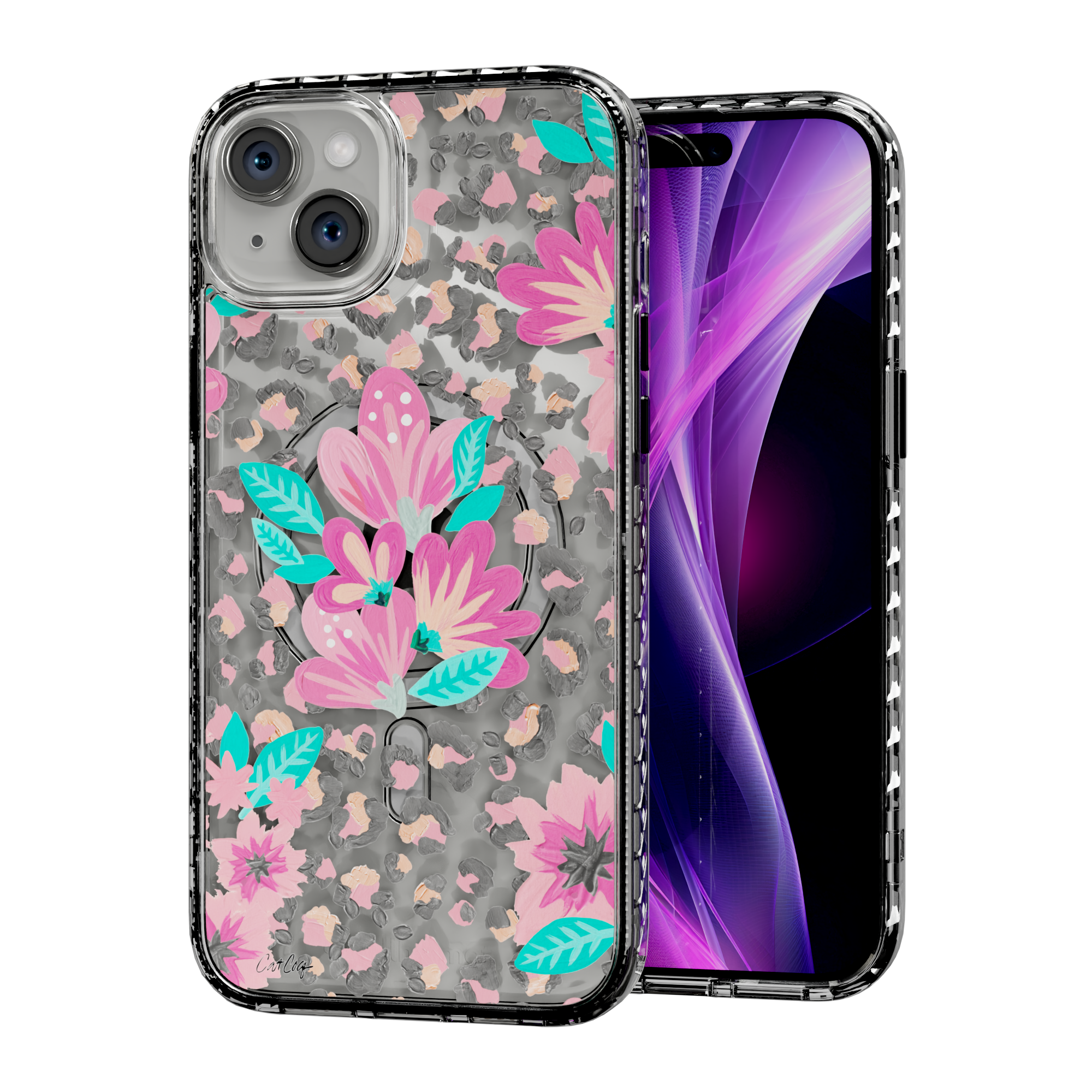 Floral Leopard by CatCoq | iPhone 15 Series |  MagSafe® Case iPhone 15 Plus / Crystal Clear