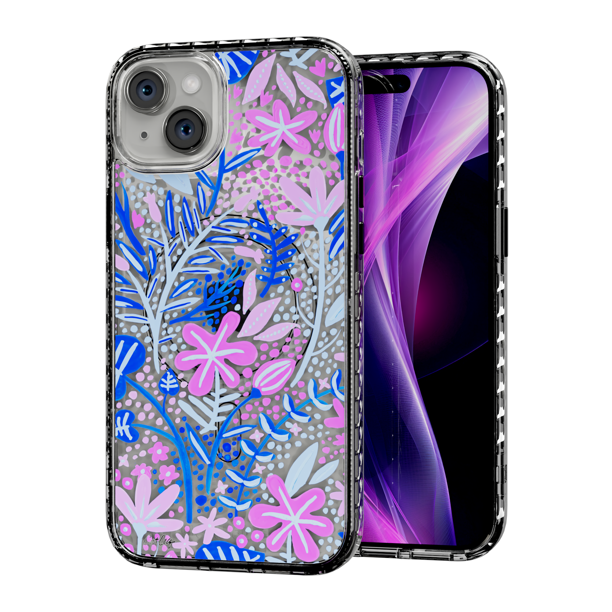 Garden Indigo by CatCoq | iPhone 15 Series |  MagSafe® Case iPhone 15 Plus / Crystal Clear