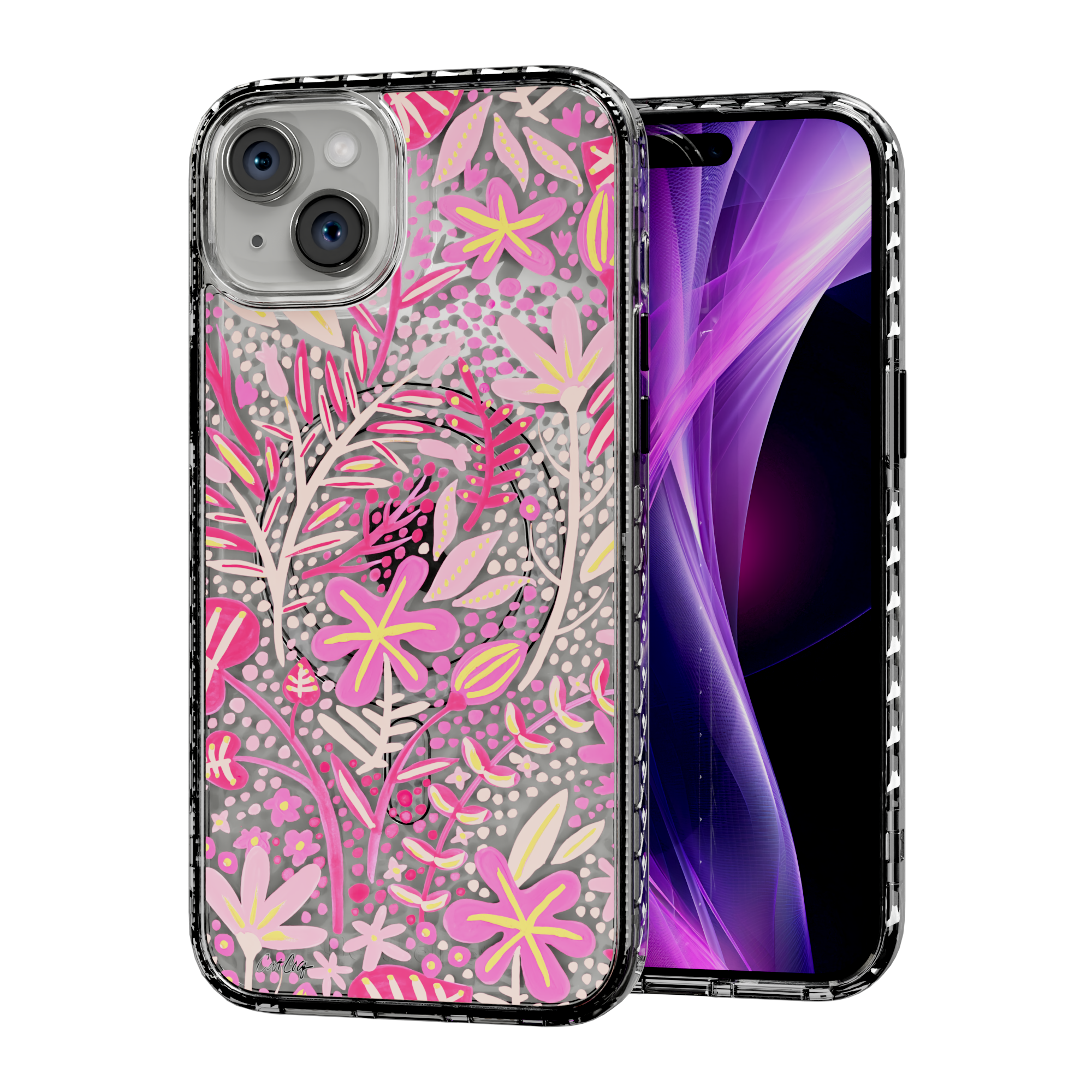 Garden Pink by CatCoq | iPhone 15 Series |  MagSafe® Case iPhone 15 Plus / Crystal Clear