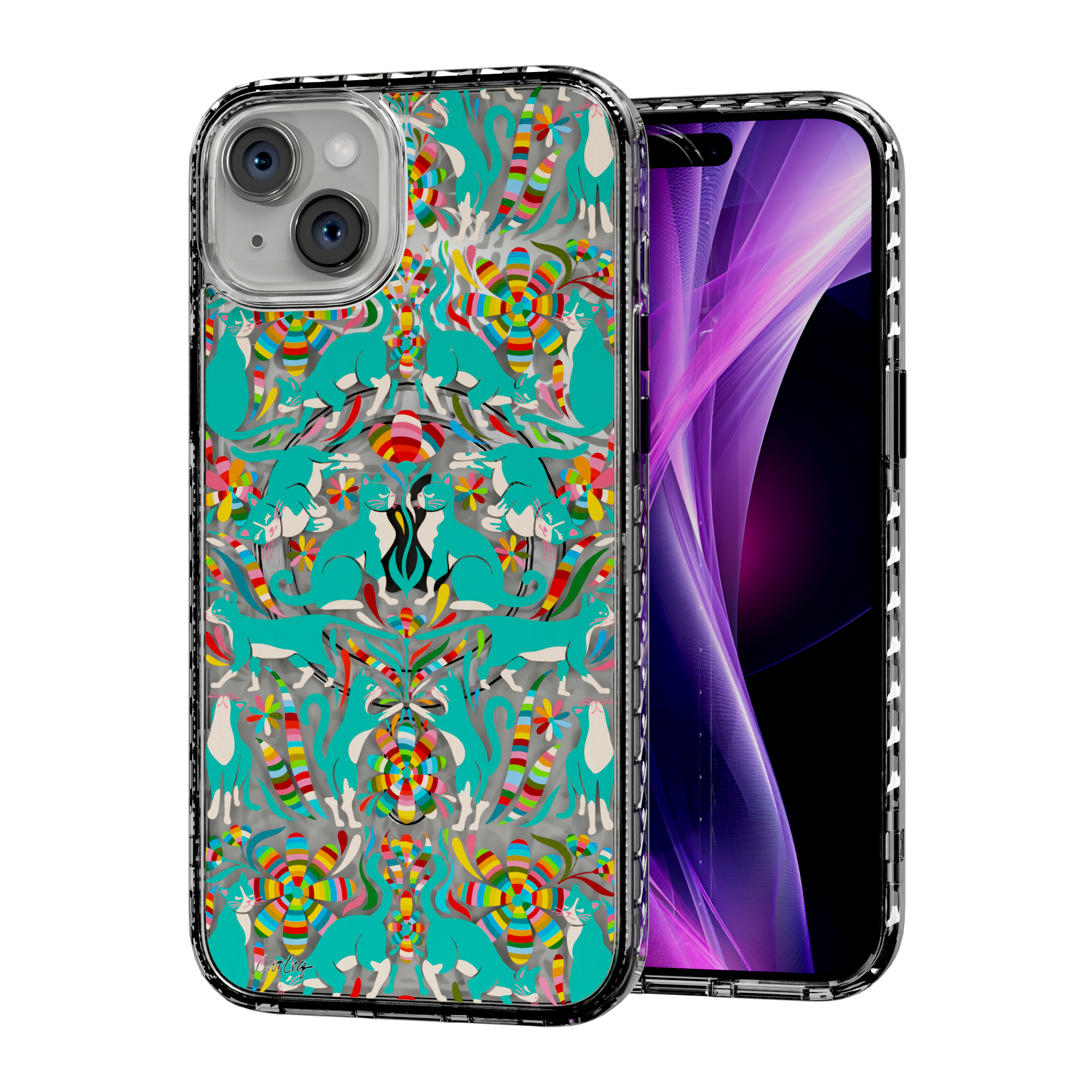 Otomi Cats by CatCoq | iPhone 15 Series |  MagSafe® Case iPhone 15 Plus / Crystal Clear