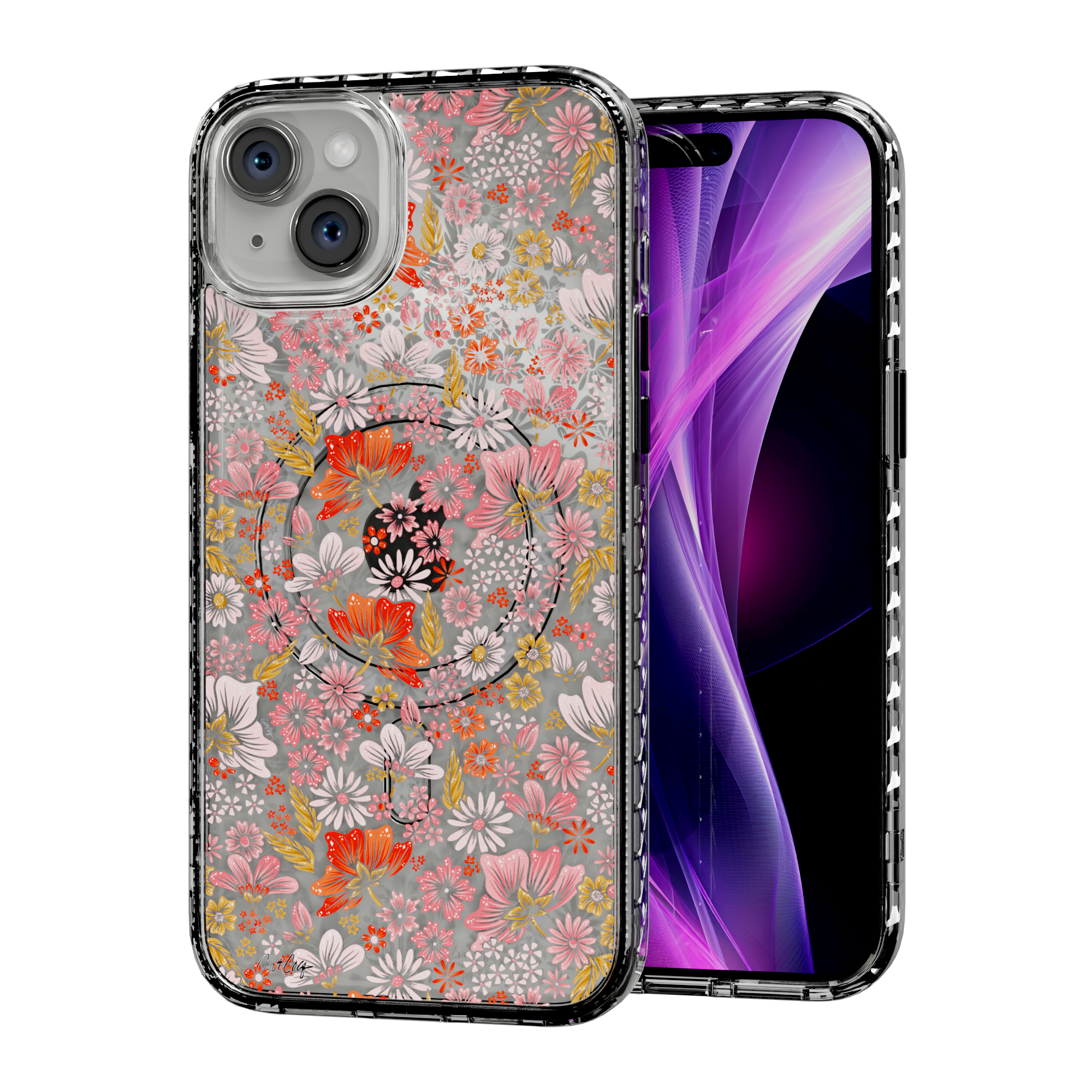 Retro Flower by CatCoq | iPhone 15 Series |  MagSafe® Case iPhone 15 Plus / Crystal Clear