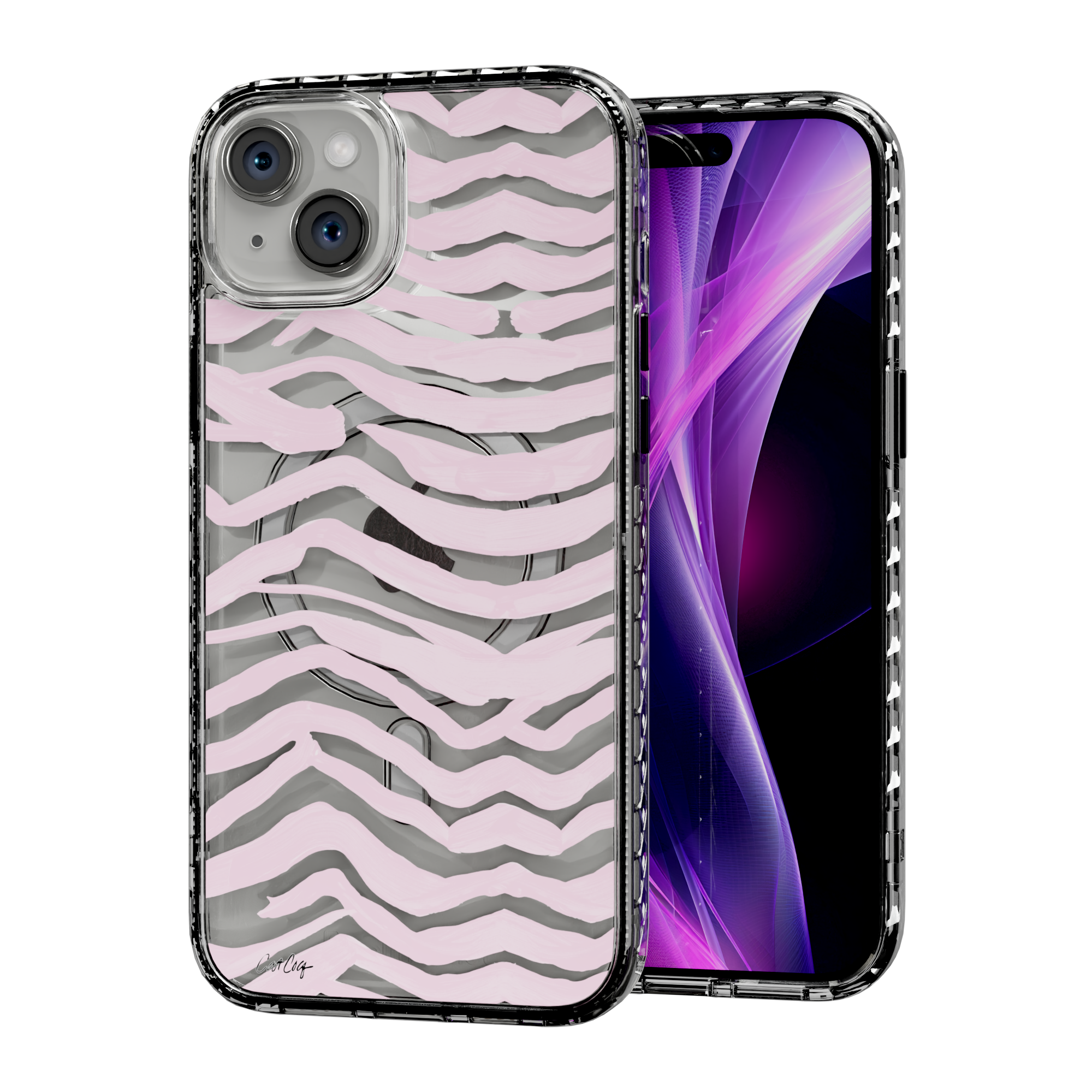 Zebra Blush by CatCoq | iPhone 15 Series |  MagSafe® Case iPhone 15 Plus / Crystal Clear