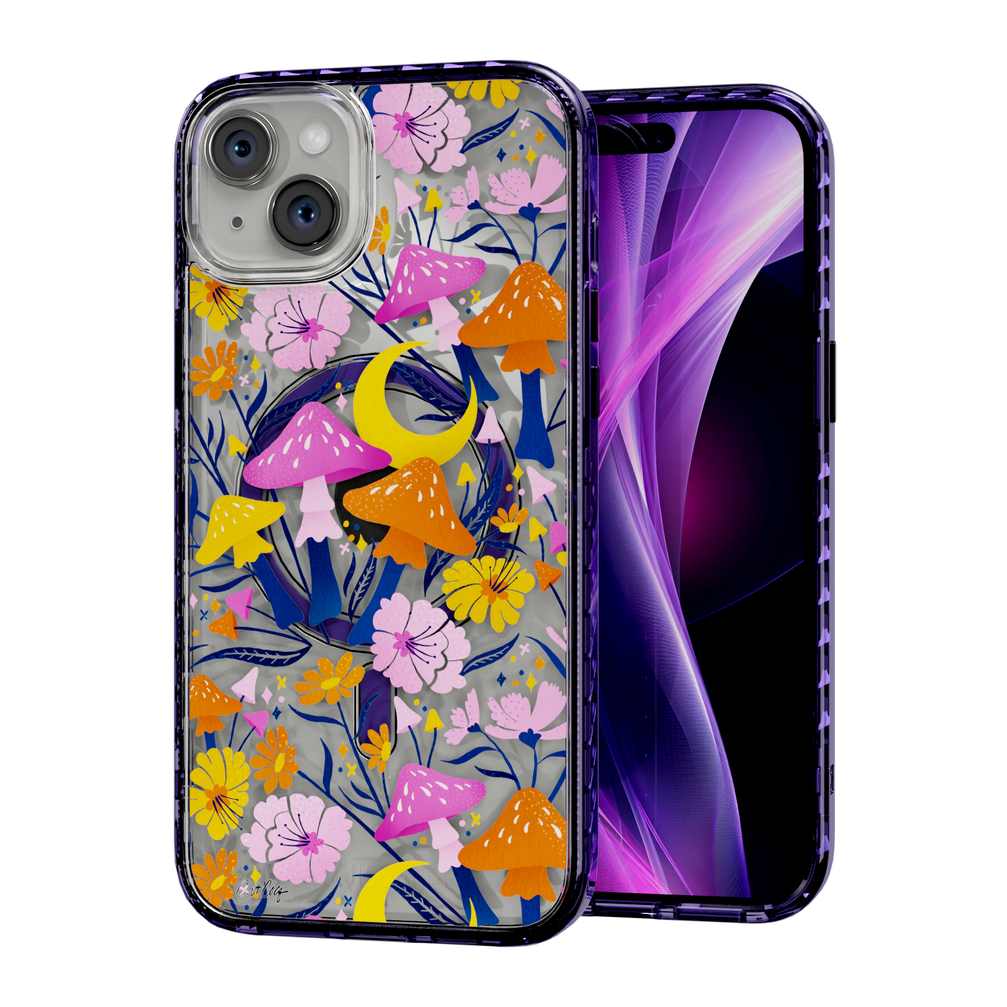 Blooms and Shrooms by CatCoq | iPhone 15 Series |  MagSafe® Case iPhone 15 Plus / Midnight Lilac