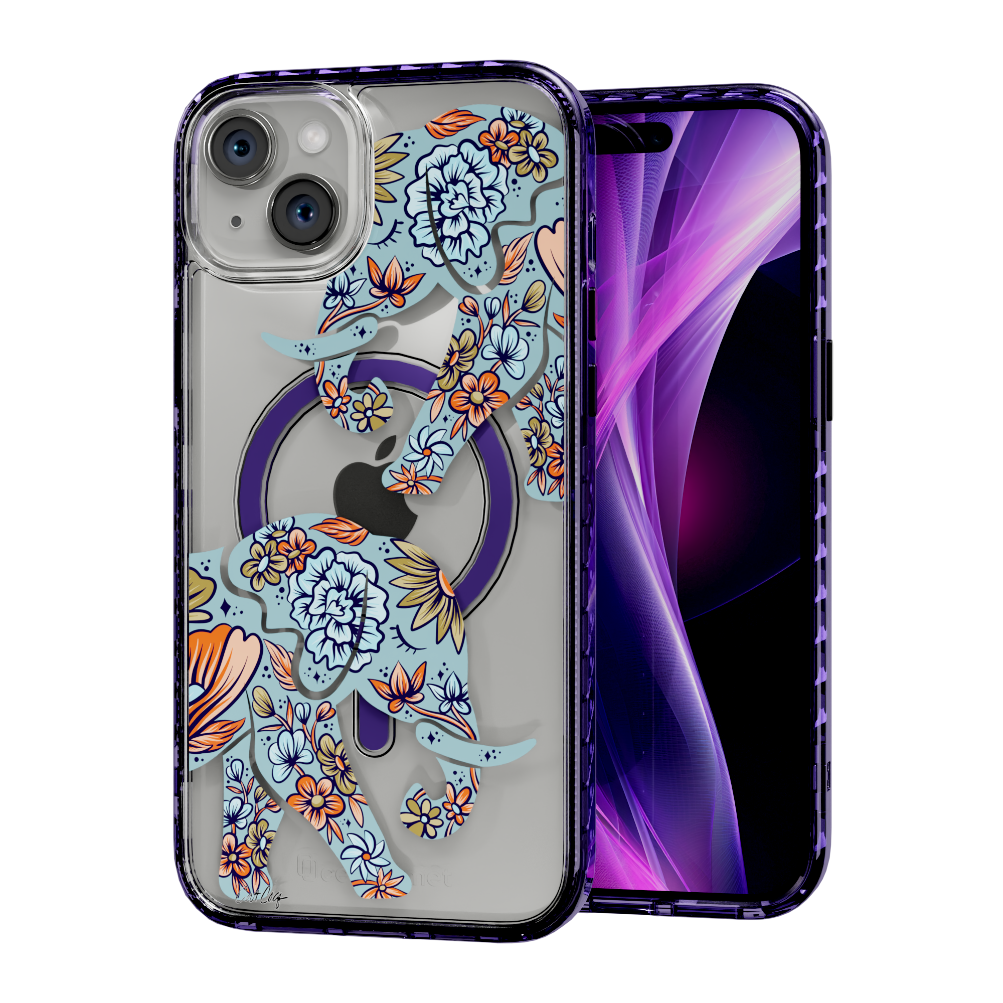 Porcelain Elephant by CatCoq | iPhone 15 Series |  MagSafe® Case iPhone 15 Plus / Midnight Lilac