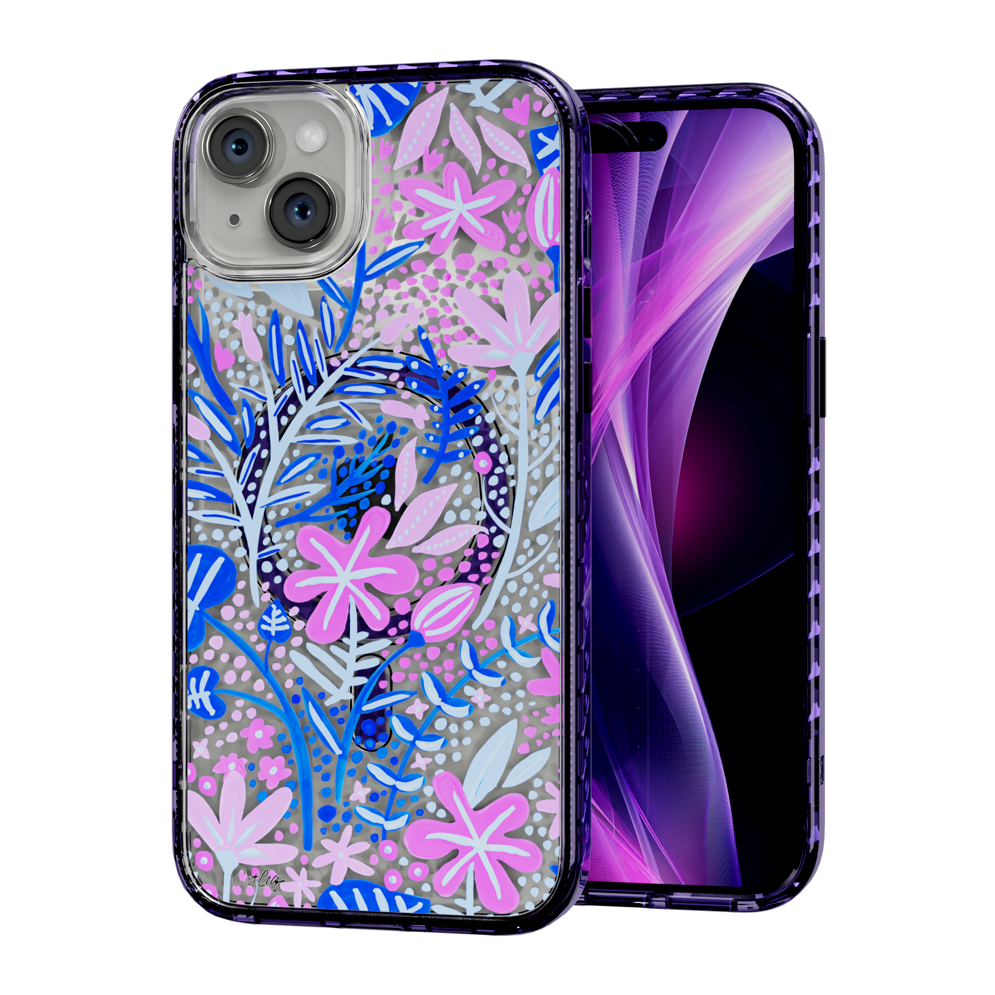 Garden Indigo by CatCoq | iPhone 15 Series |  MagSafe® Case iPhone 15 Plus / Midnight Lilac