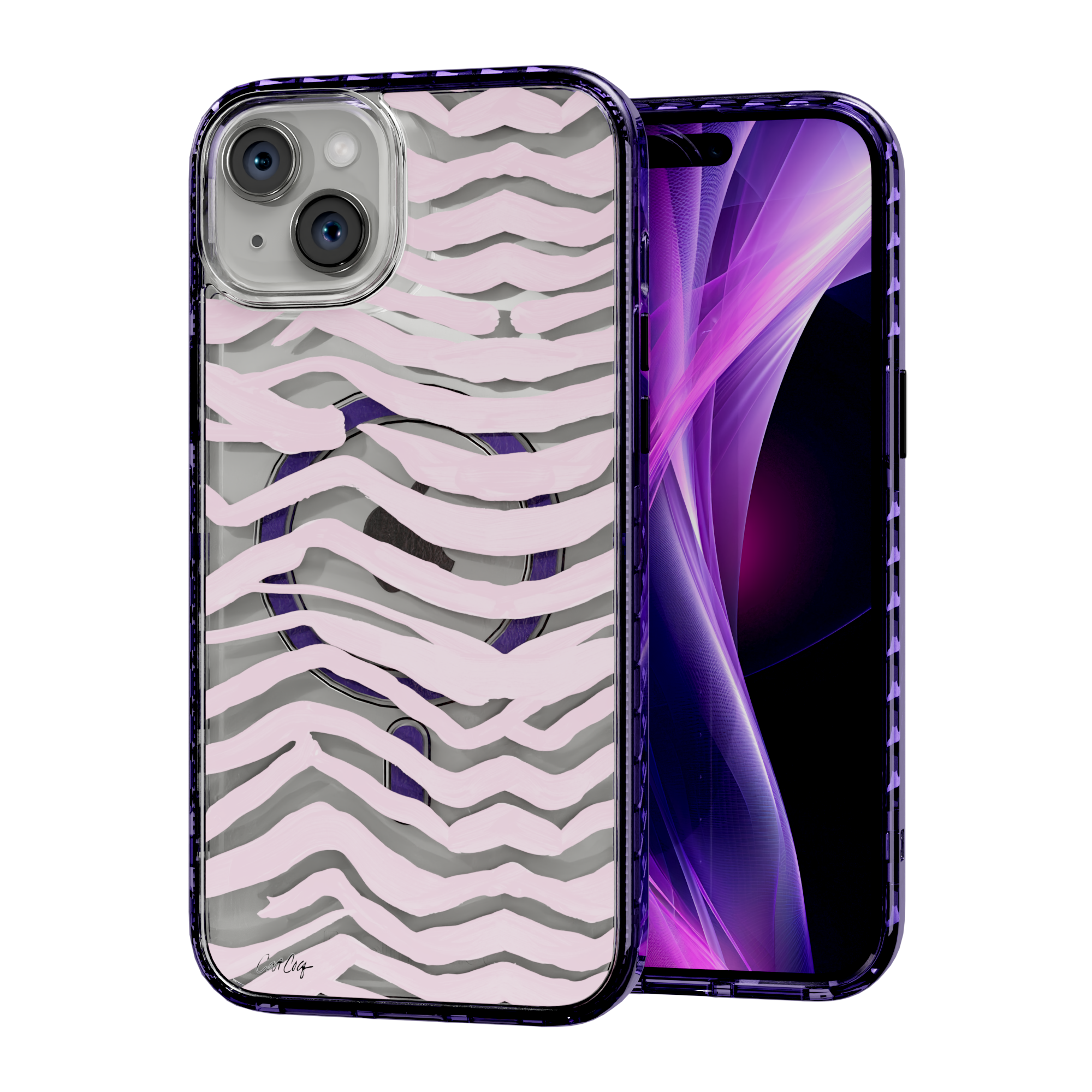 Zebra Blush by CatCoq | iPhone 15 Series |  MagSafe® Case iPhone 15 Plus / Midnight Lilac