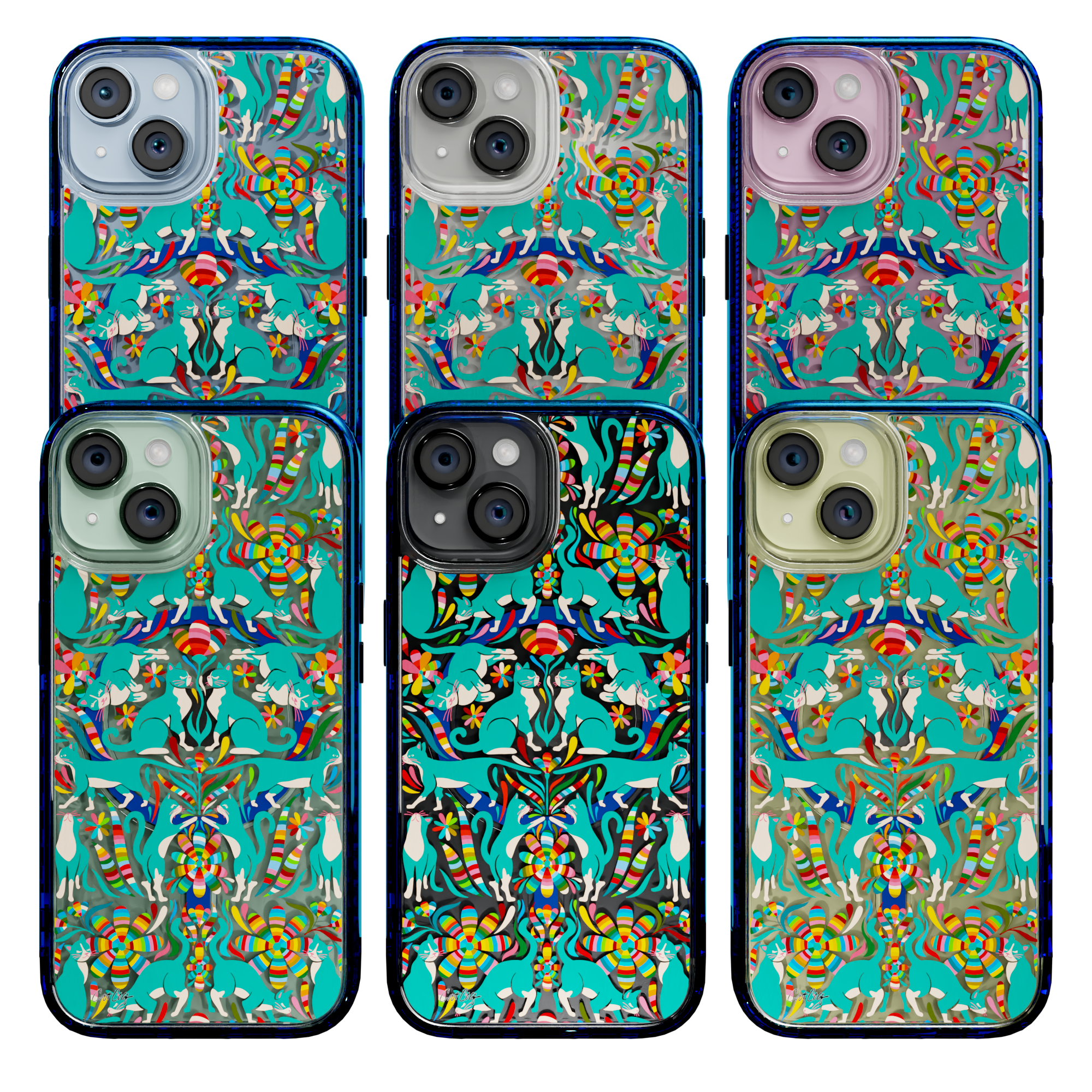 Otomi Cats by CatCoq | iPhone 15 Series |  MagSafe® Case iPhone 15 Pro Max / Bermuda Blue