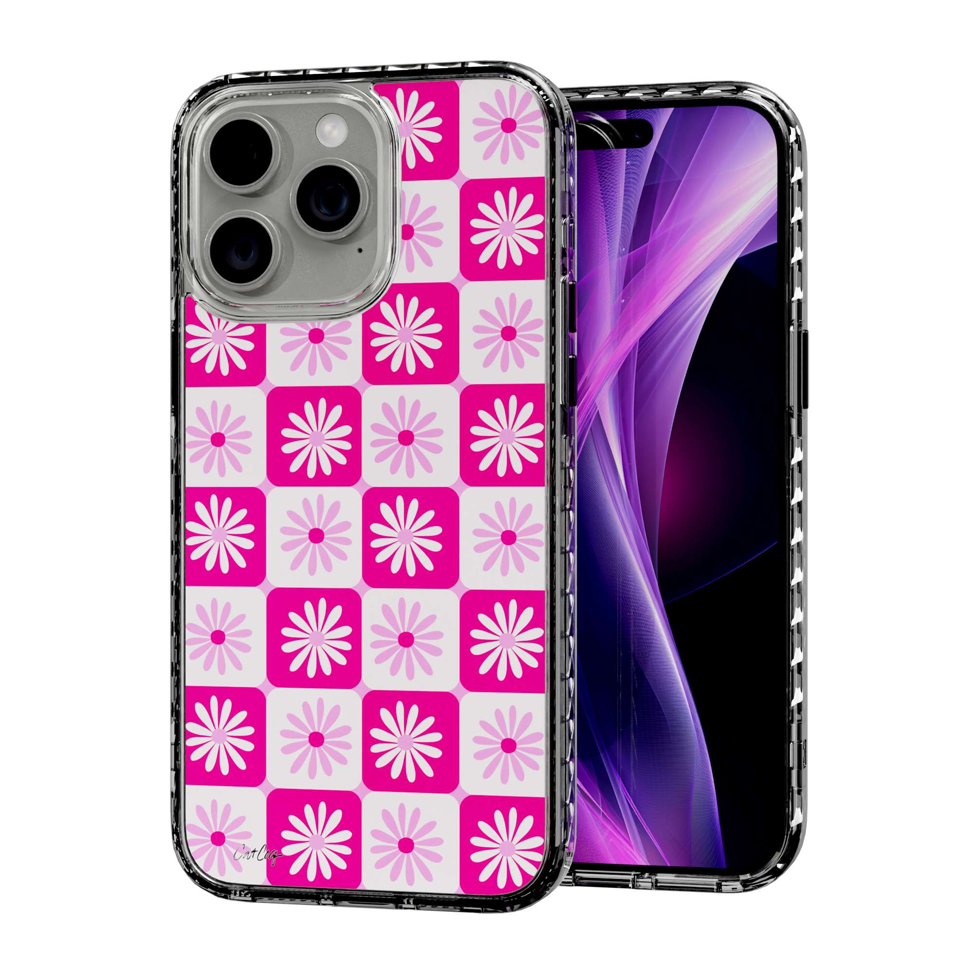 Checkered Daisies by CatCoq | iPhone 15 Series |  MagSafe® Case iPhone 15 Pro Max / Crystal Clear