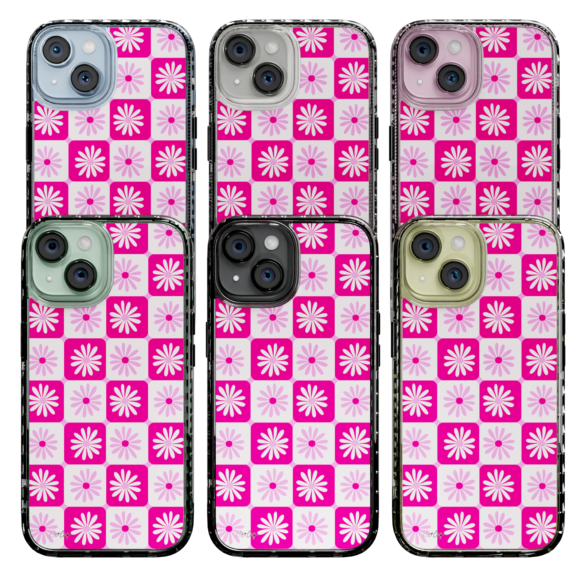 Checkered Daisies by CatCoq | iPhone 15 Series |  MagSafe® Case iPhone 15 Pro Max / Crystal Clear