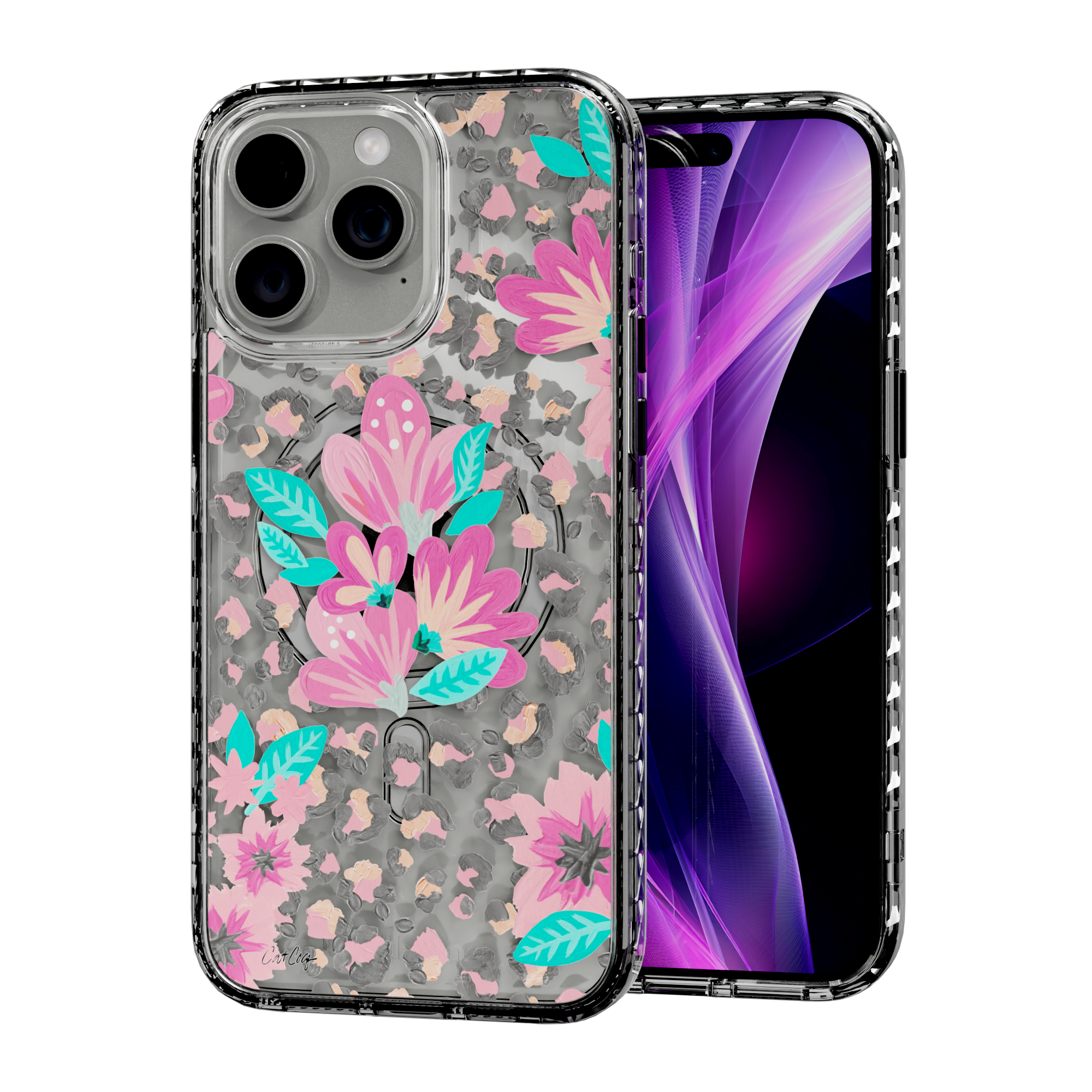 Floral Leopard by CatCoq | iPhone 15 Series |  MagSafe® Case iPhone 15 Pro Max / Crystal Clear