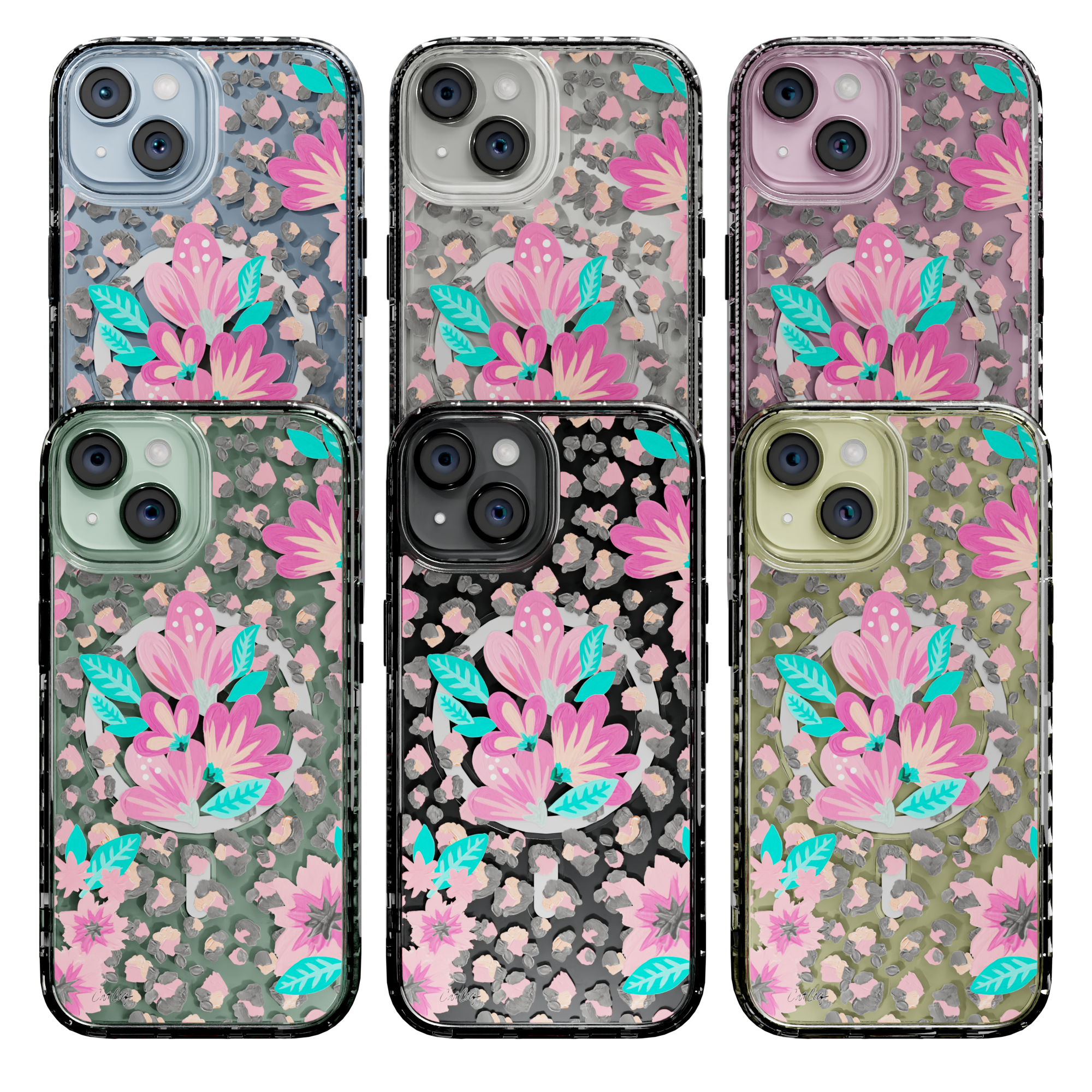 Floral Leopard by CatCoq | iPhone 15 Series |  MagSafe® Case iPhone 15 Pro Max / Crystal Clear