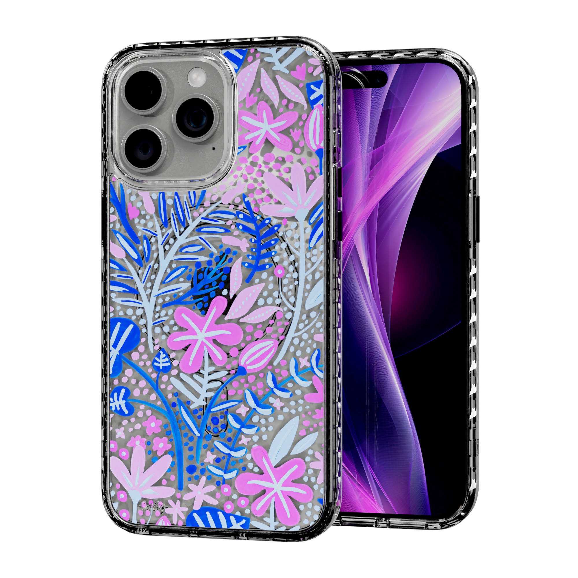 Garden Indigo by CatCoq | iPhone 15 Series |  MagSafe® Case iPhone 15 Pro Max / Crystal Clear