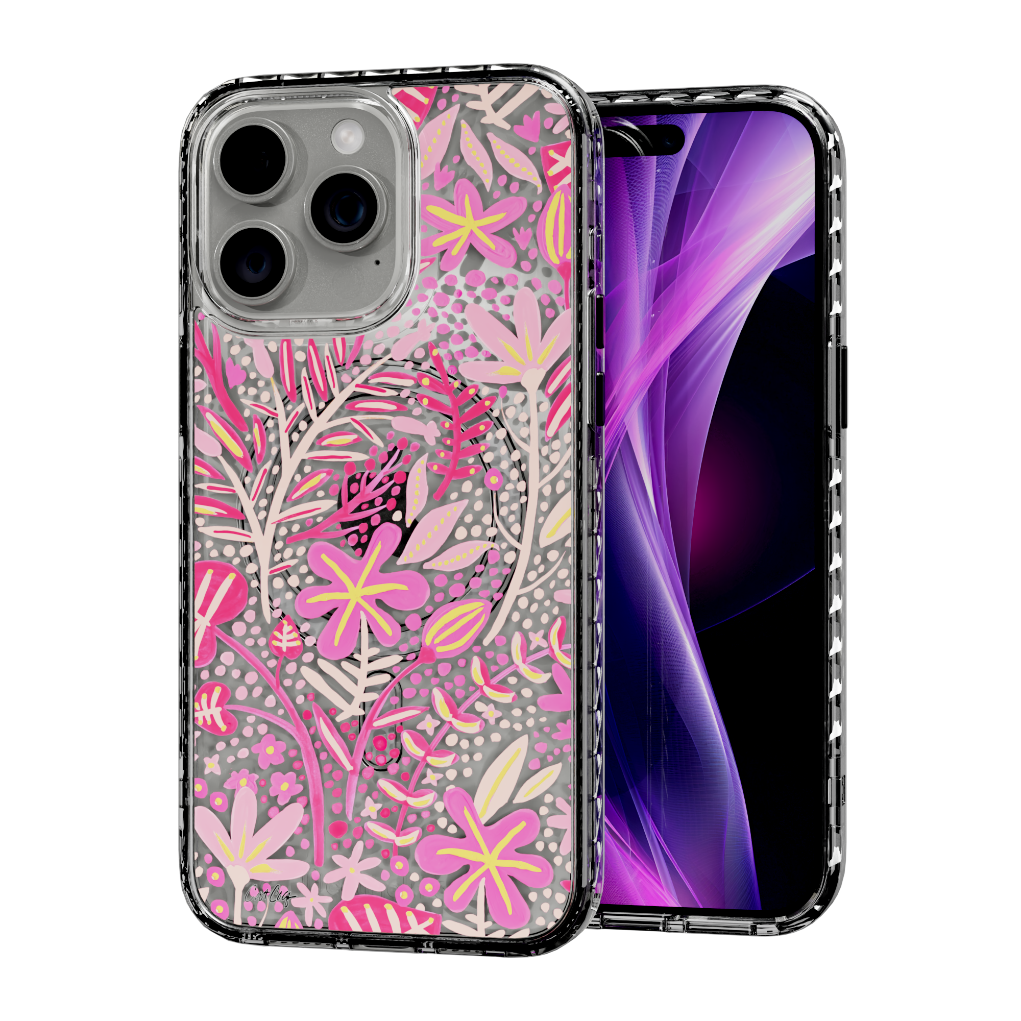 Garden Pink by CatCoq | iPhone 15 Series |  MagSafe® Case iPhone 15 Pro Max / Crystal Clear