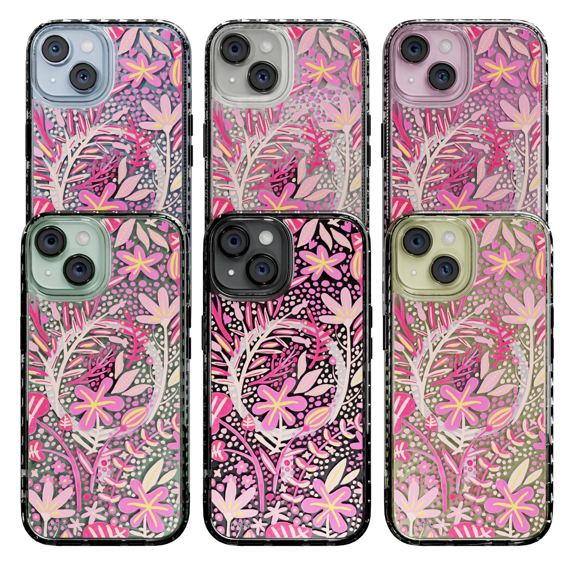 Garden Pink by CatCoq | iPhone 15 Series |  MagSafe® Case iPhone 15 Pro Max / Crystal Clear