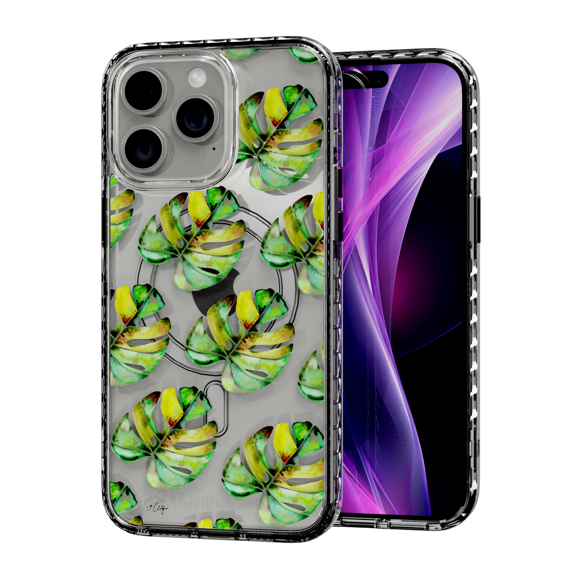 Green Monstera by CatCoq | iPhone 15 Series |  MagSafe® Case iPhone 15 Pro Max / Crystal Clear