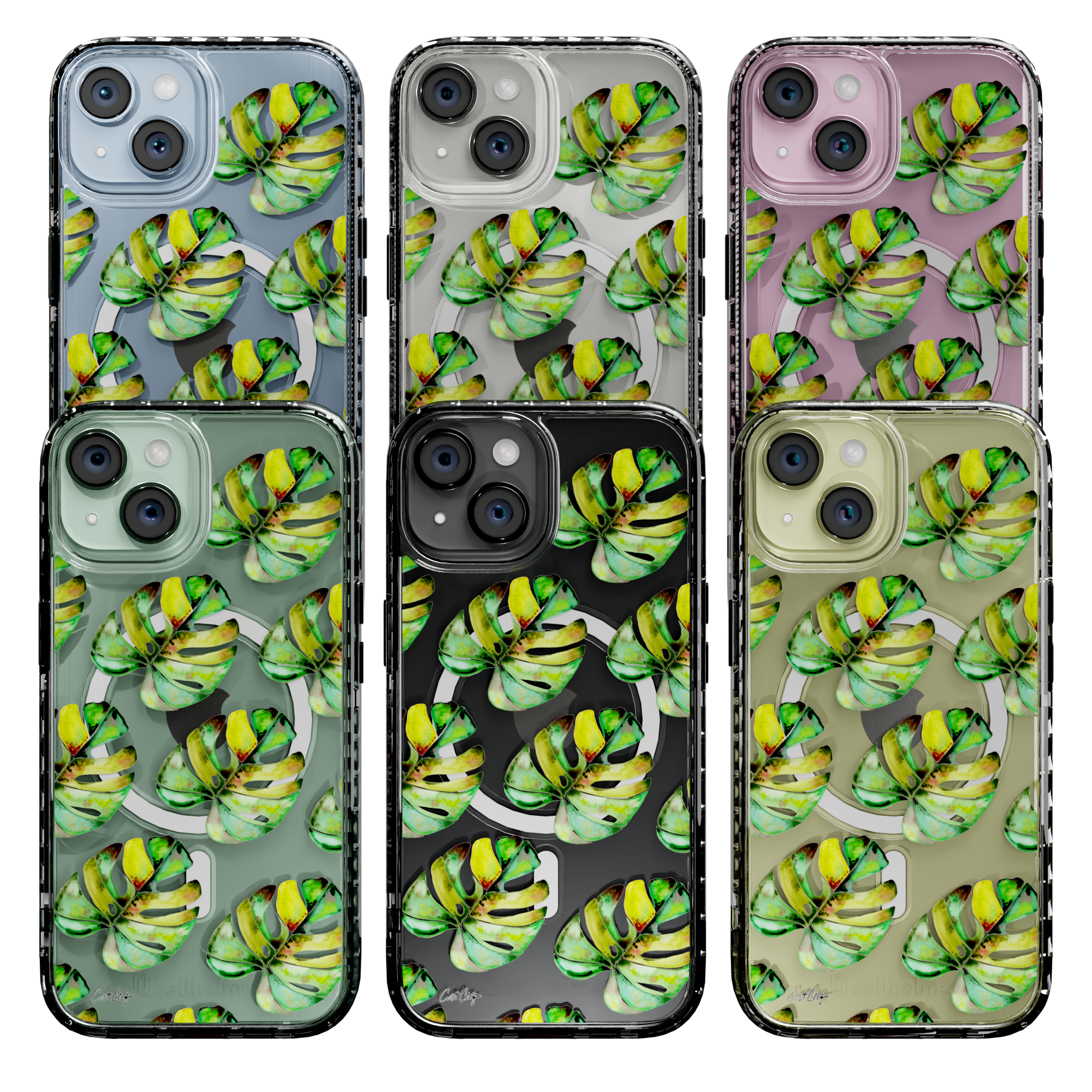 Green Monstera by CatCoq | iPhone 15 Series |  MagSafe® Case iPhone 15 Pro Max / Crystal Clear