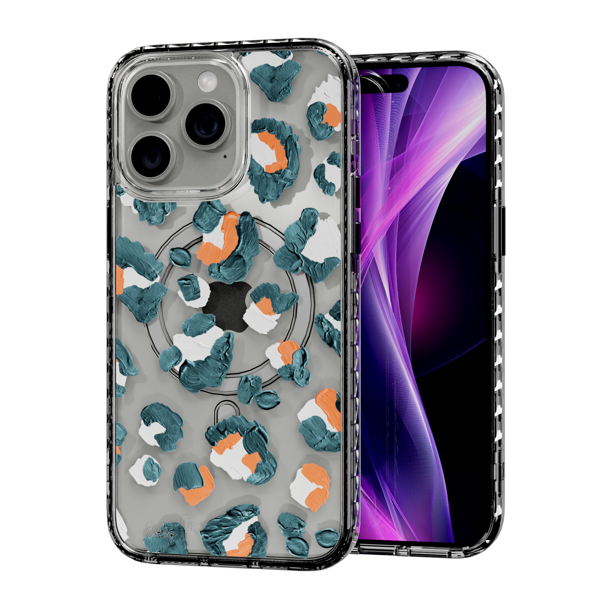 Leopard Turquoise by CatCoq | iPhone 15 Series |  MagSafe® Case iPhone 15 Pro Max / Crystal Clear