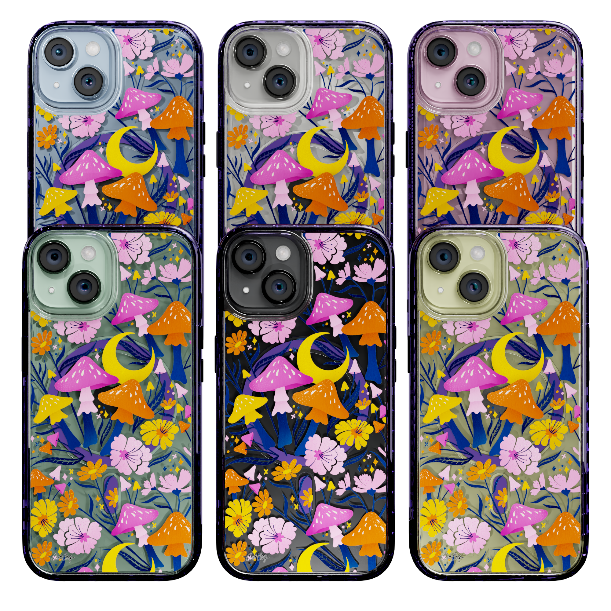 Blooms and Shrooms by CatCoq | iPhone 15 Series |  MagSafe® Case iPhone 15 Pro Max / Midnight Lilac