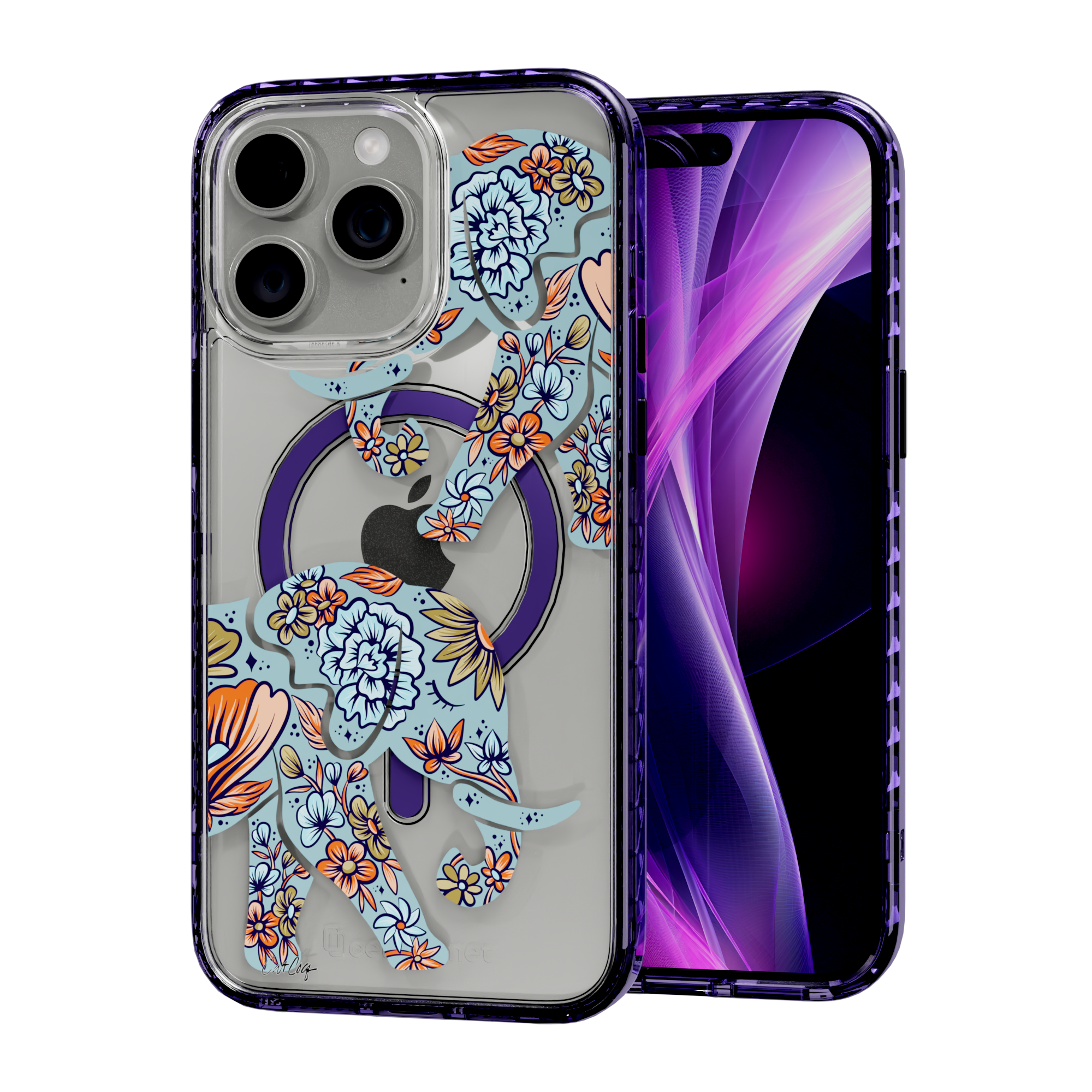 Porcelain Elephant by CatCoq | iPhone 15 Series |  MagSafe® Case iPhone 15 Pro Max / Midnight Lilac