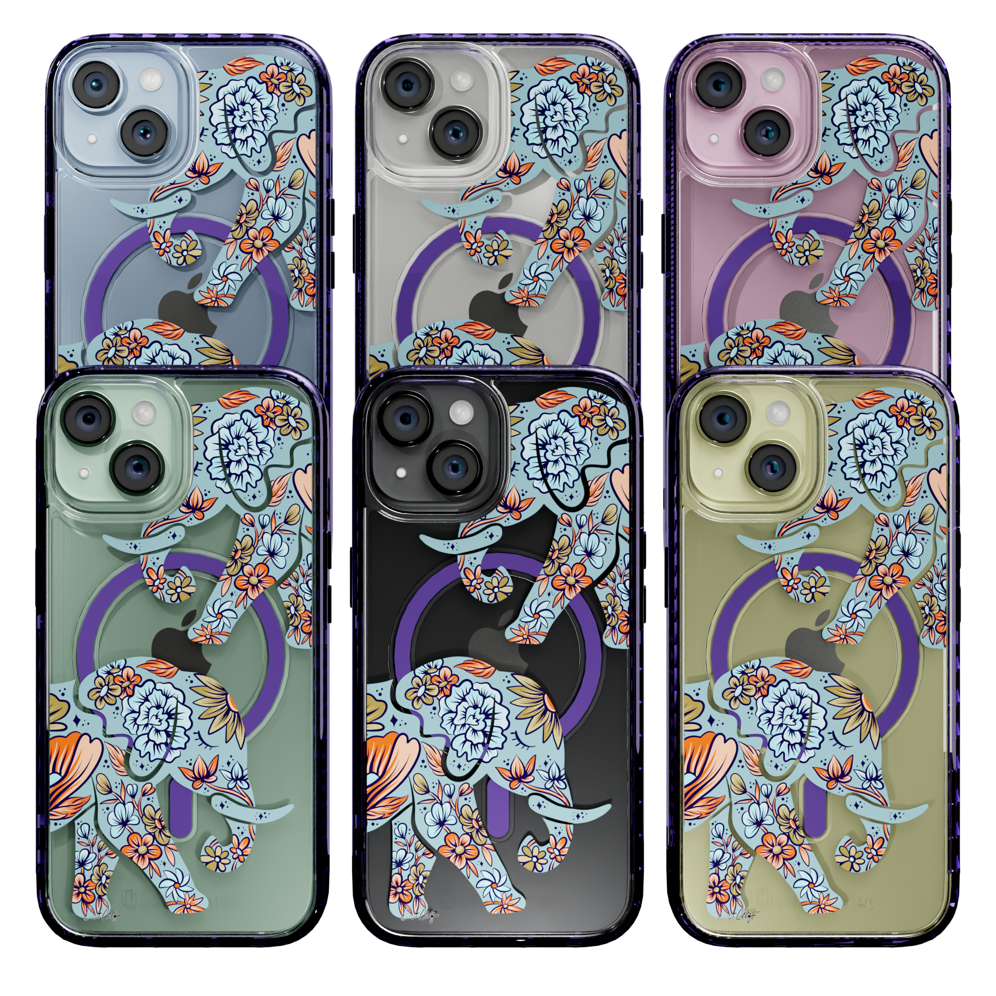 Porcelain Elephant by CatCoq | iPhone 15 Series |  MagSafe® Case iPhone 15 Pro Max / Midnight Lilac