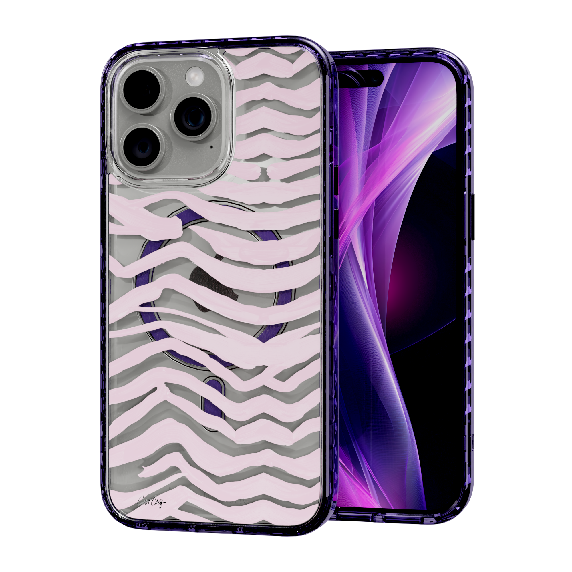 Zebra Blush by CatCoq | iPhone 15 Series |  MagSafe® Case iPhone 15 Pro Max / Midnight Lilac