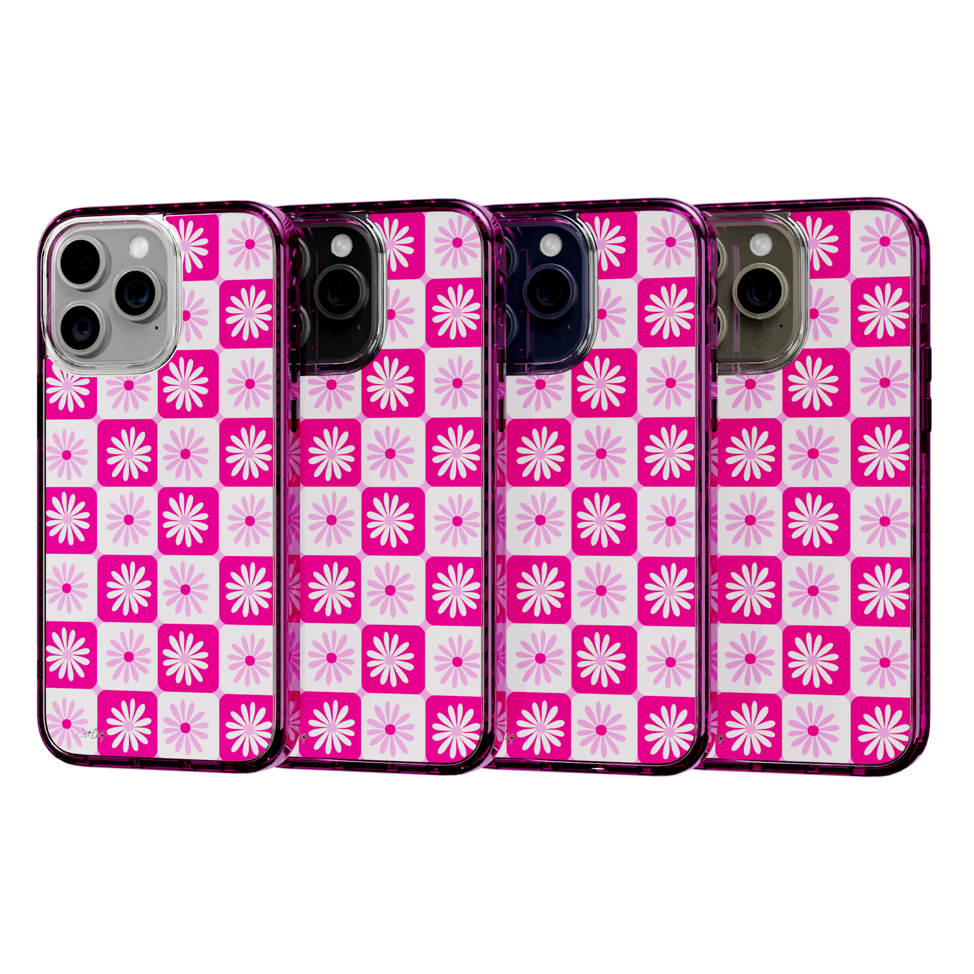 Checkered Daisies by CatCoq | iPhone 15 Series |  MagSafe® Case iPhone 15 Pro Max / Vivid Magenta