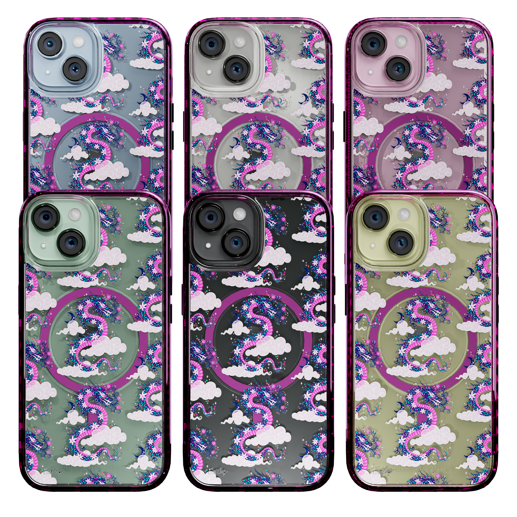 Dream Dragon by CatCoq | iPhone 15 Series |  MagSafe® Case iPhone 15 Pro Max / Vivid Magenta