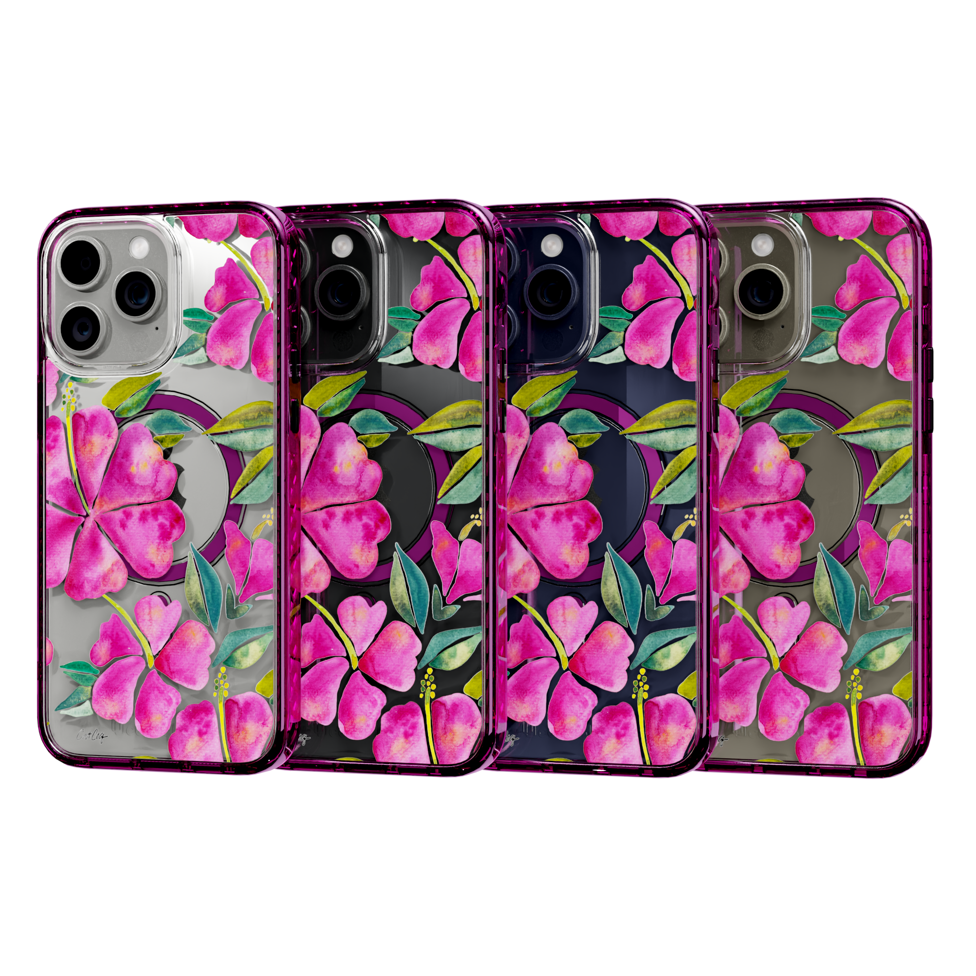 Hibiscus Bloom by CatCoq | iPhone 15 Series |  MagSafe® Case iPhone 15 Pro Max / Vivid Magenta