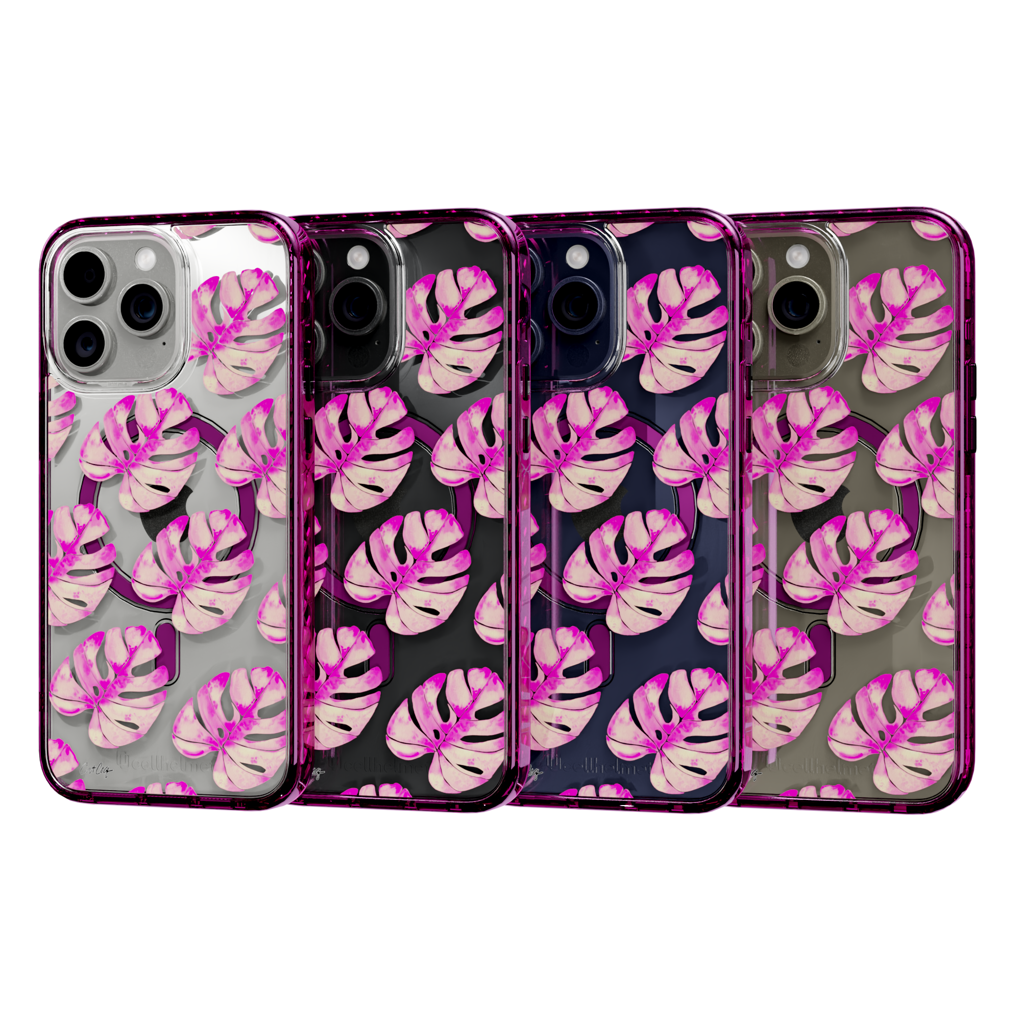 Pink Monstera by CatCoq | iPhone 15 Series |  MagSafe® Case iPhone 15 Pro Max / Vivid Magenta