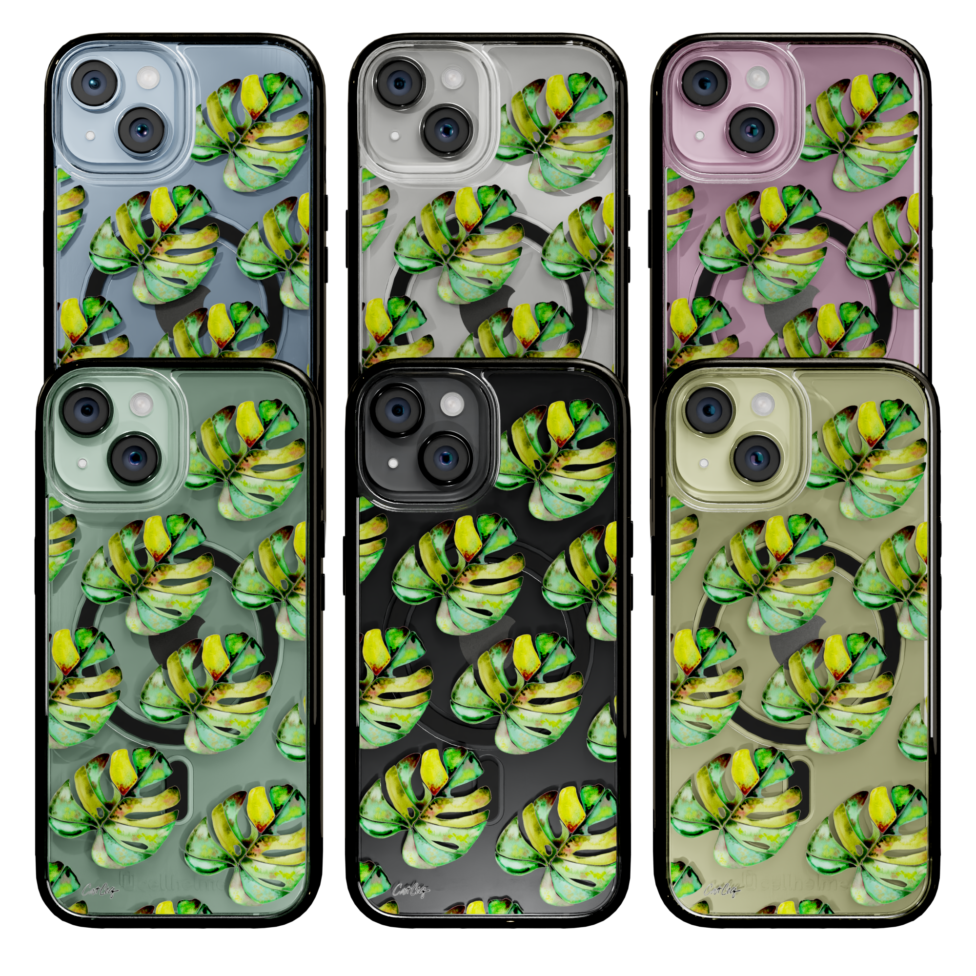 Green Monstera by CatCoq | iPhone 15 Series |  MagSafe® Case iPhone 15 Pro Max / Onyx Black