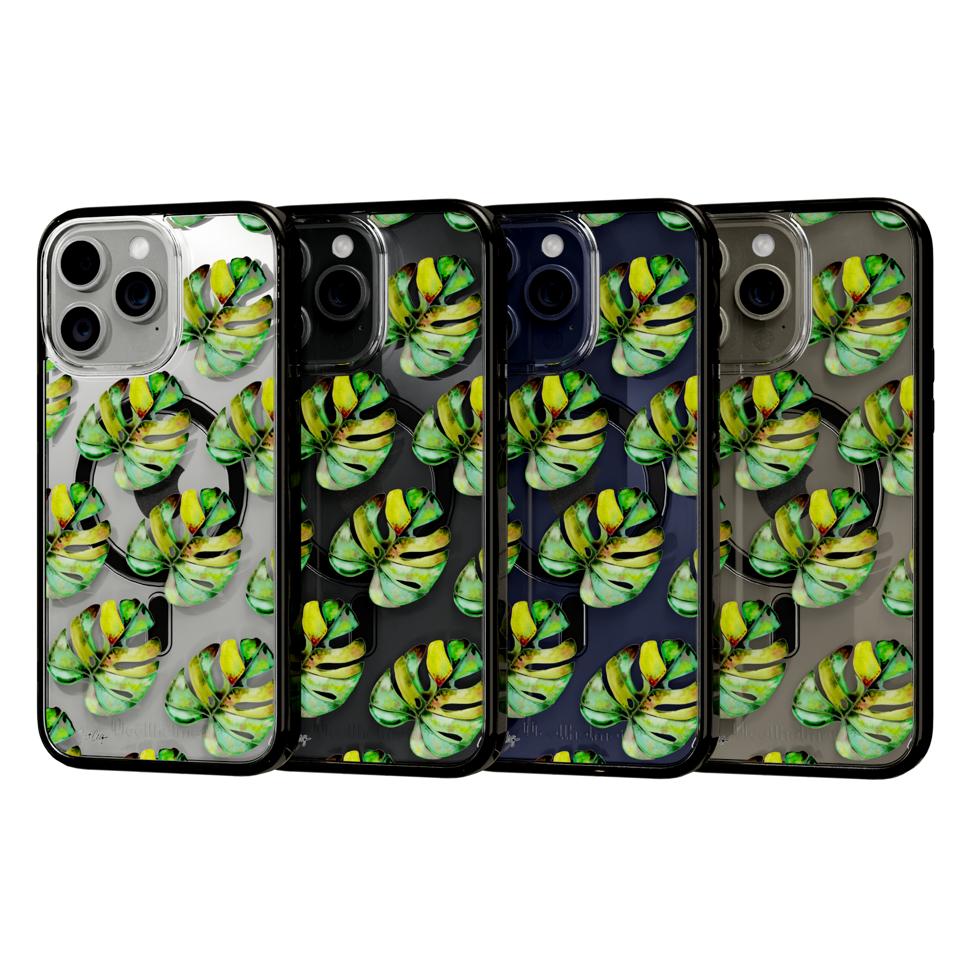 Green Monstera by CatCoq | iPhone 15 Series |  MagSafe® Case iPhone 15 Pro Max / Onyx Black