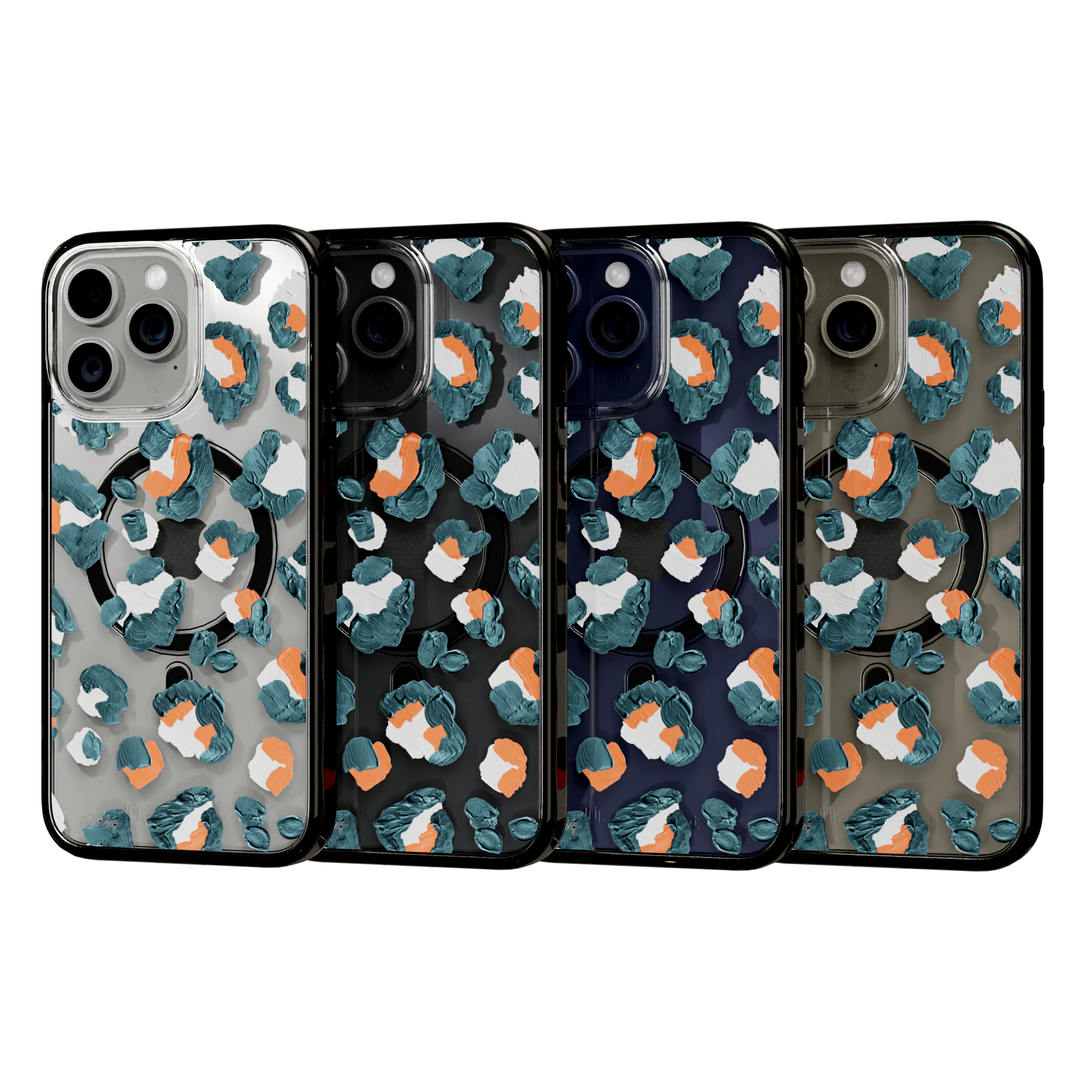 Leopard Turquoise by CatCoq | iPhone 15 Series |  MagSafe® Case iPhone 15 Pro Max / Onyx Black