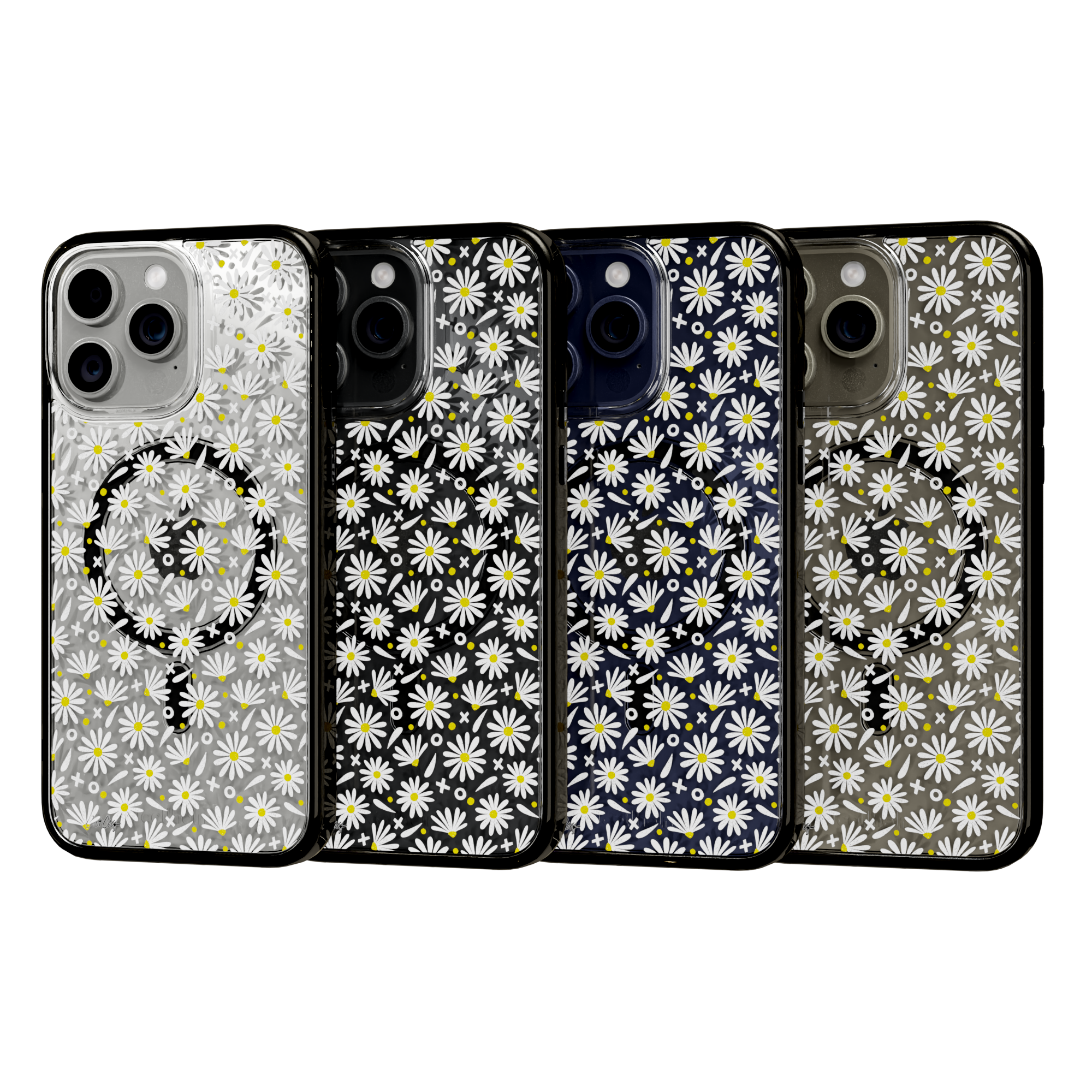 White Daisies by CatCoq | iPhone 15 Series |  MagSafe® Case iPhone 15 Pro Max / Onyx Black