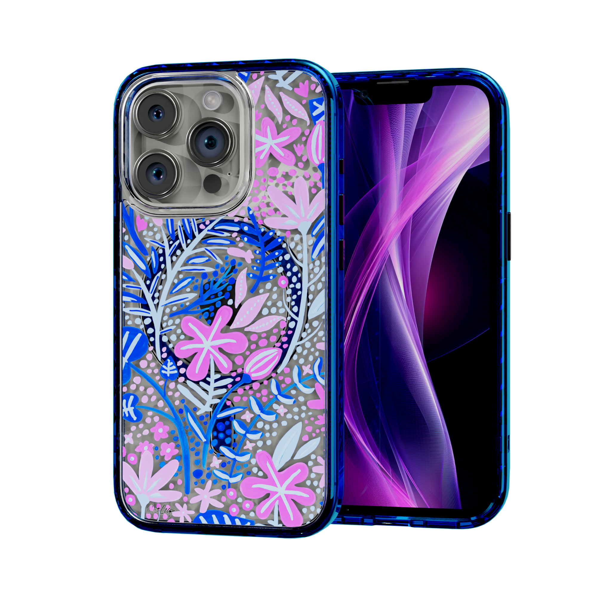 Garden Indigo by CatCoq | iPhone 15 Series |  MagSafe® Case iPhone 15 Pro / Bermuda Blue