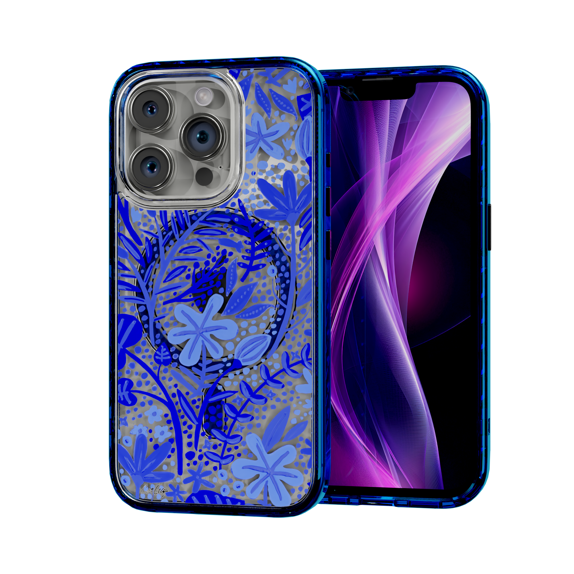 Garden Navy by CatCoq | iPhone 15 Series |  MagSafe® Case iPhone 15 Pro / Bermuda Blue