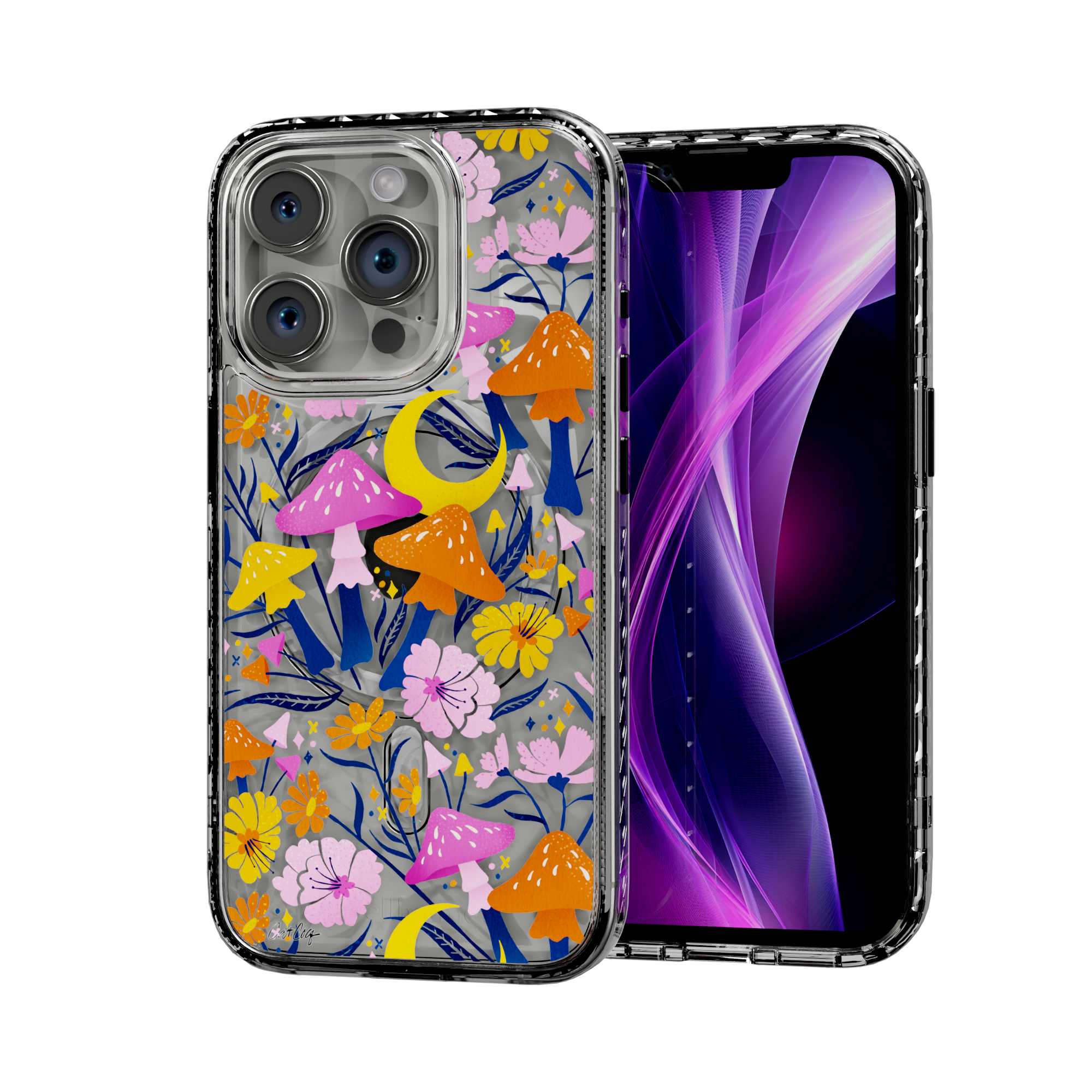 Blooms and Shrooms by CatCoq | iPhone 15 Series |  MagSafe® Case iPhone 15 Pro / Crystal Clear