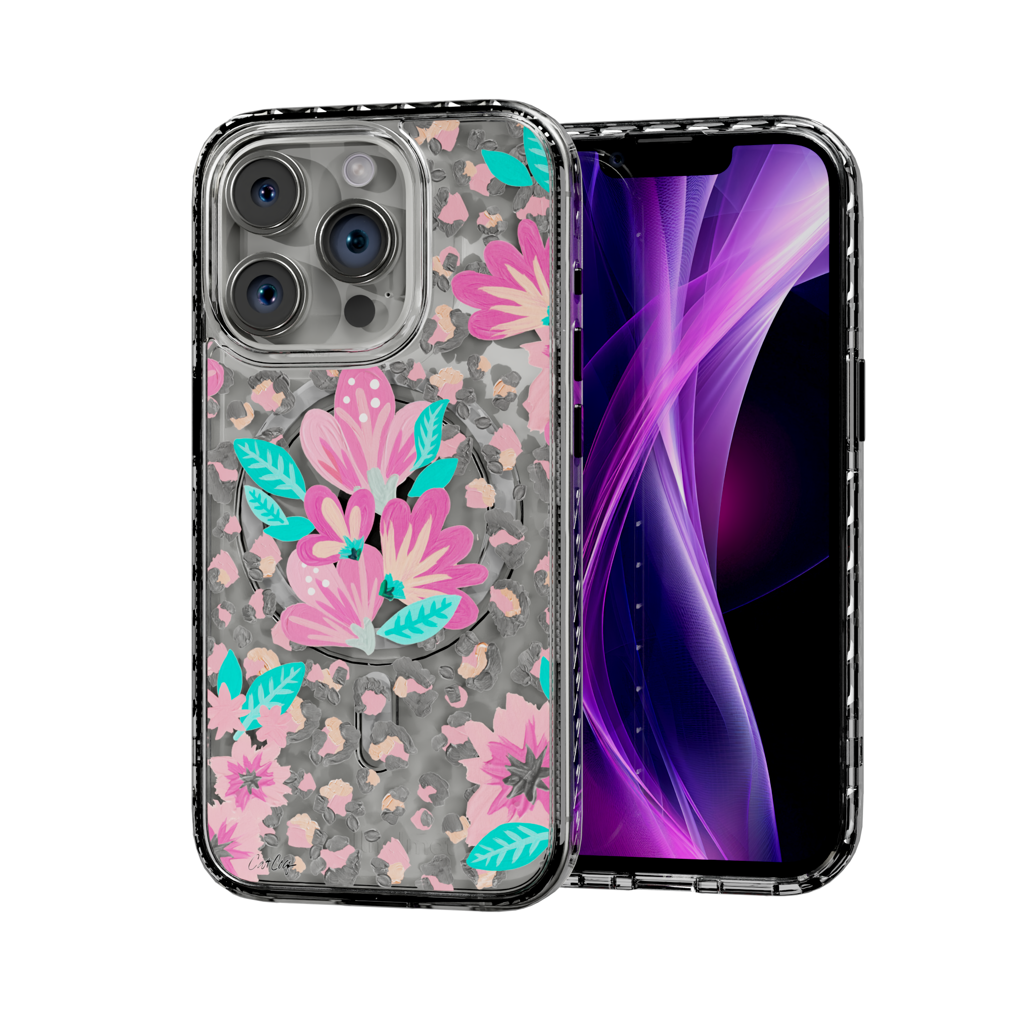 Floral Leopard by CatCoq | iPhone 15 Series |  MagSafe® Case iPhone 15 Pro / Crystal Clear