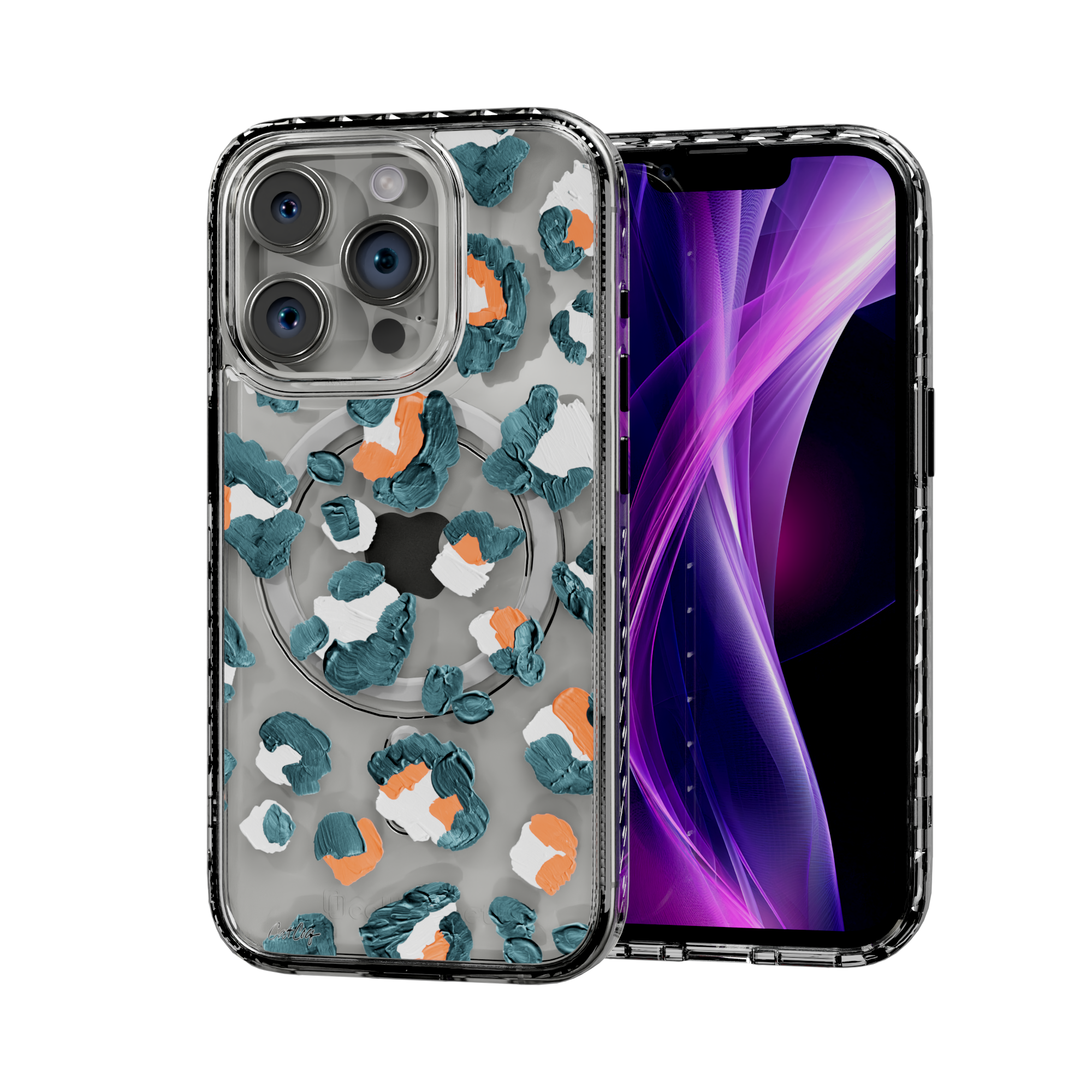 Leopard Turquoise by CatCoq | iPhone 15 Series |  MagSafe® Case iPhone 15 Pro / Crystal Clear