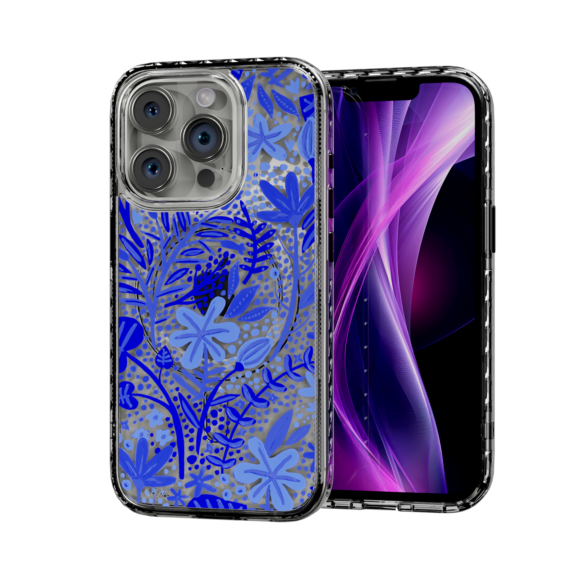 Garden Navy by CatCoq | iPhone 15 Series |  MagSafe® Case iPhone 15 Pro / Crystal Clear