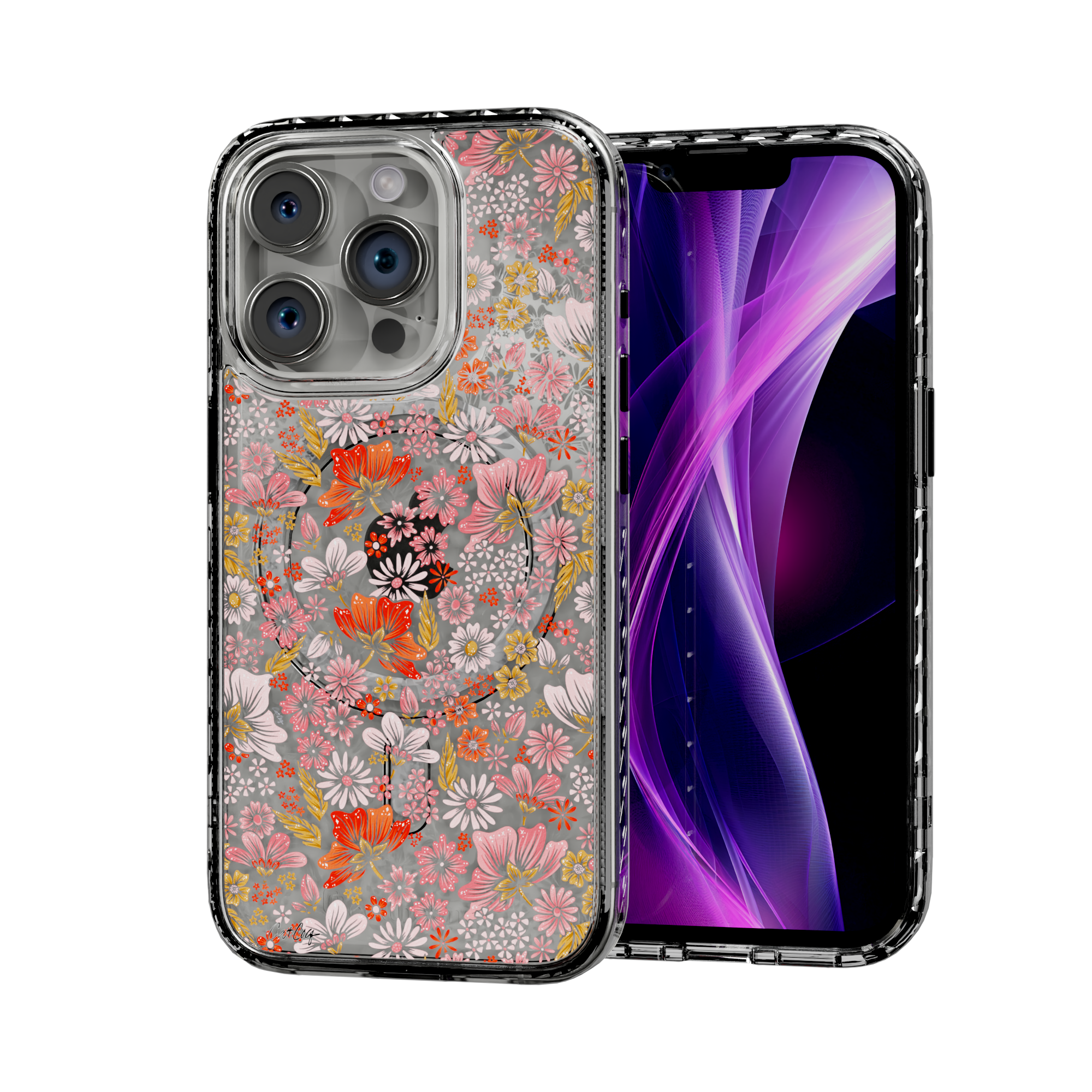 Retro Flower by CatCoq | iPhone 15 Series |  MagSafe® Case iPhone 15 Pro / Crystal Clear