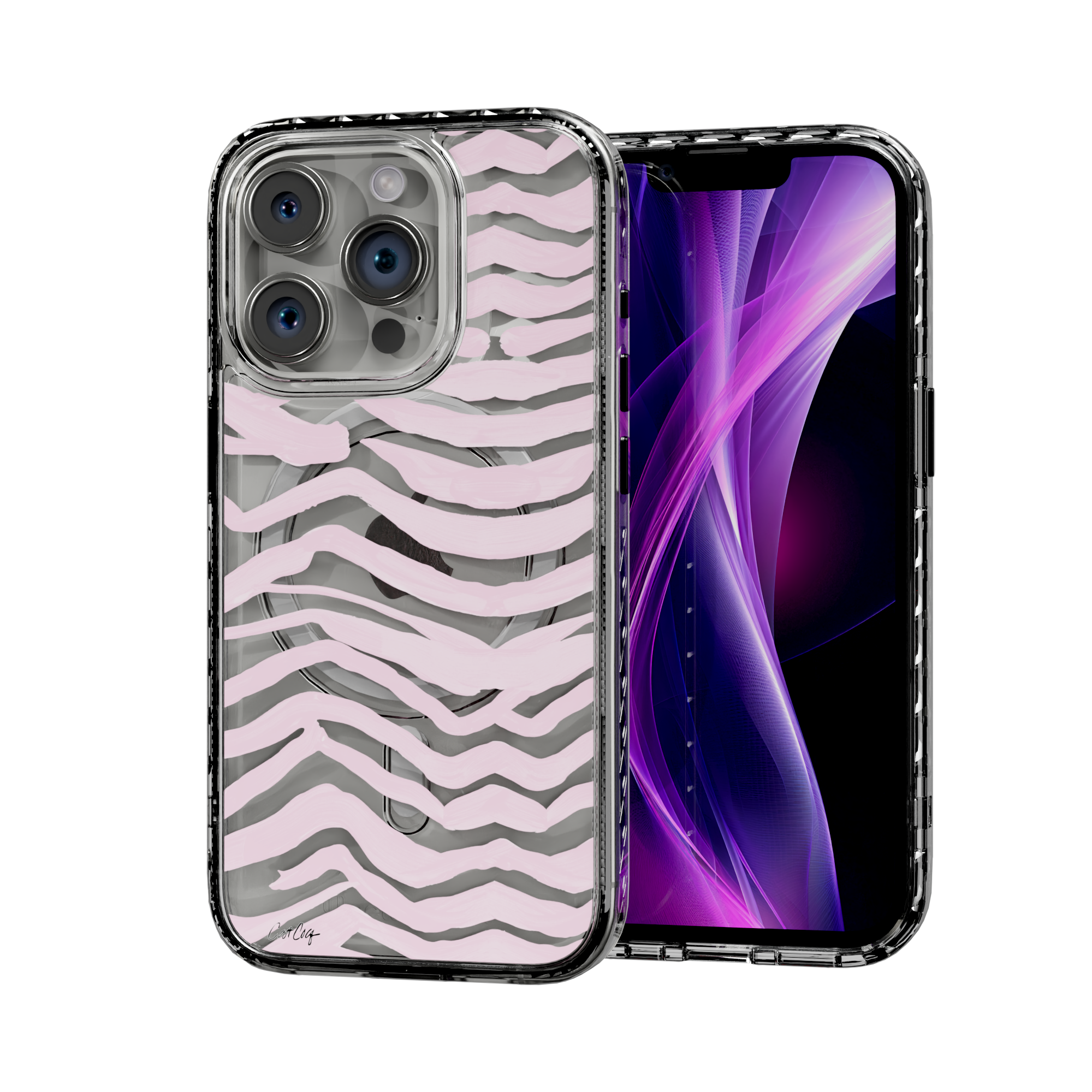 Zebra Blush by CatCoq | iPhone 15 Series |  MagSafe® Case iPhone 15 Pro / Crystal Clear