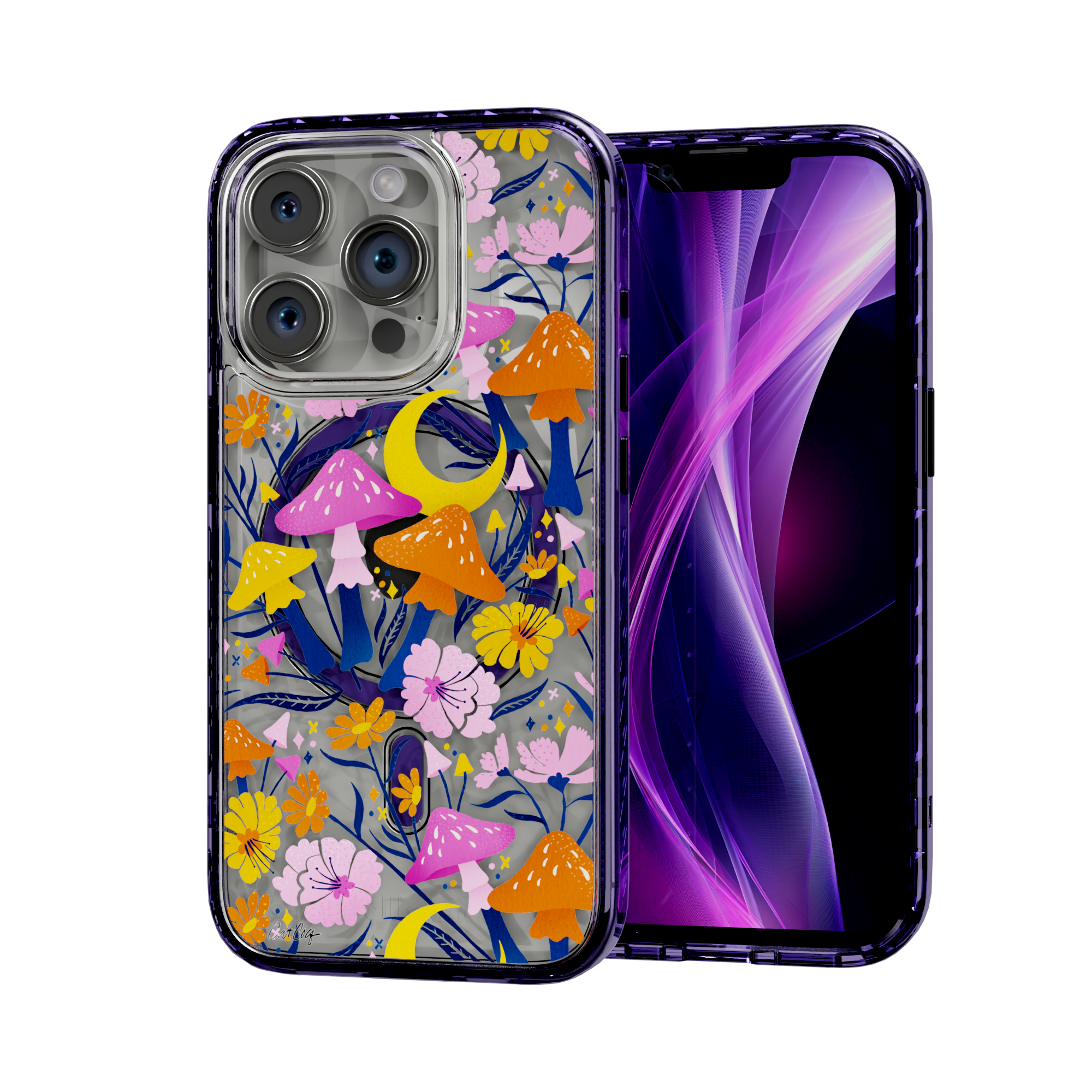 Blooms and Shrooms by CatCoq | iPhone 15 Series |  MagSafe® Case iPhone 15 Pro / Midnight Lilac