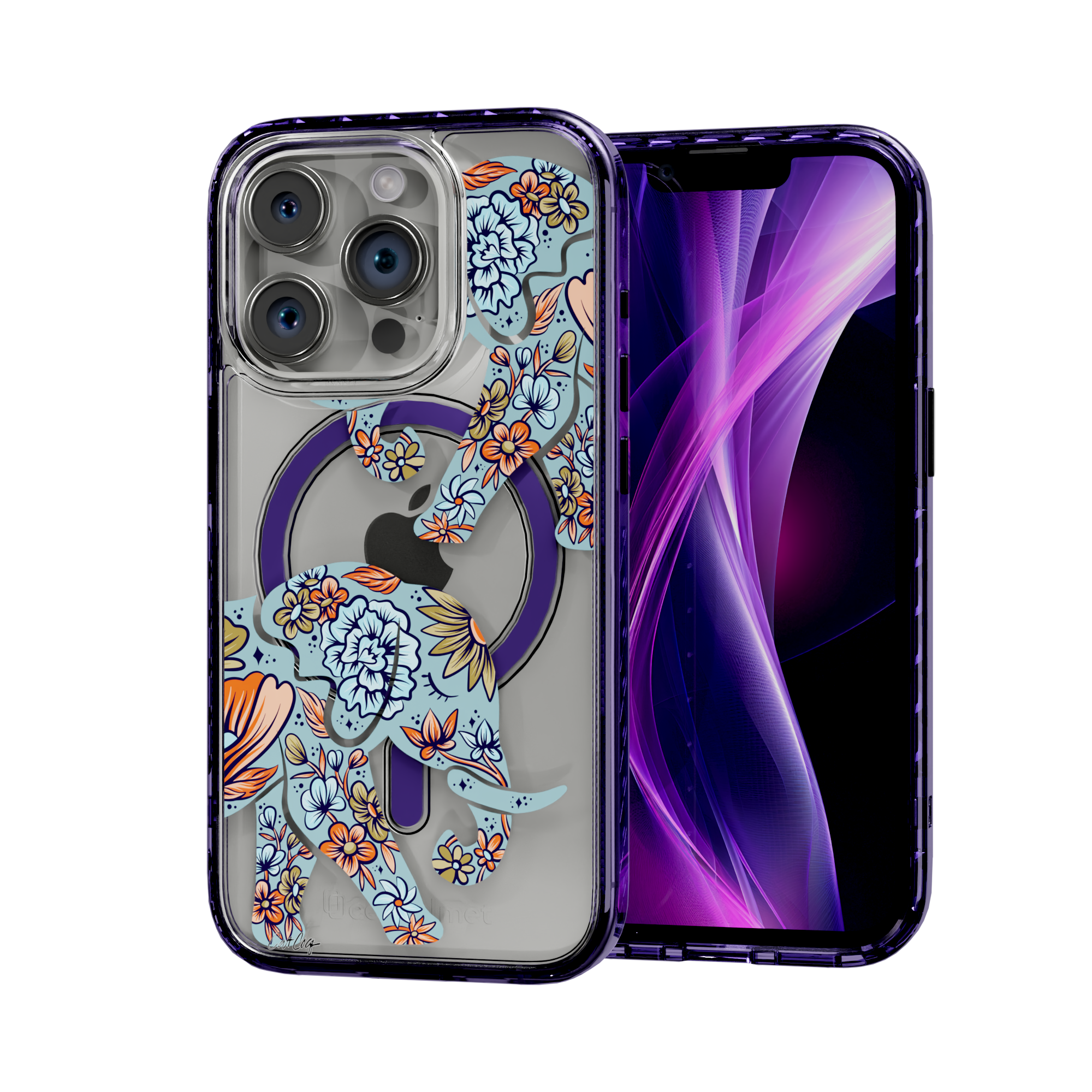 Porcelain Elephant by CatCoq | iPhone 15 Series |  MagSafe® Case iPhone 15 Pro / Midnight Lilac