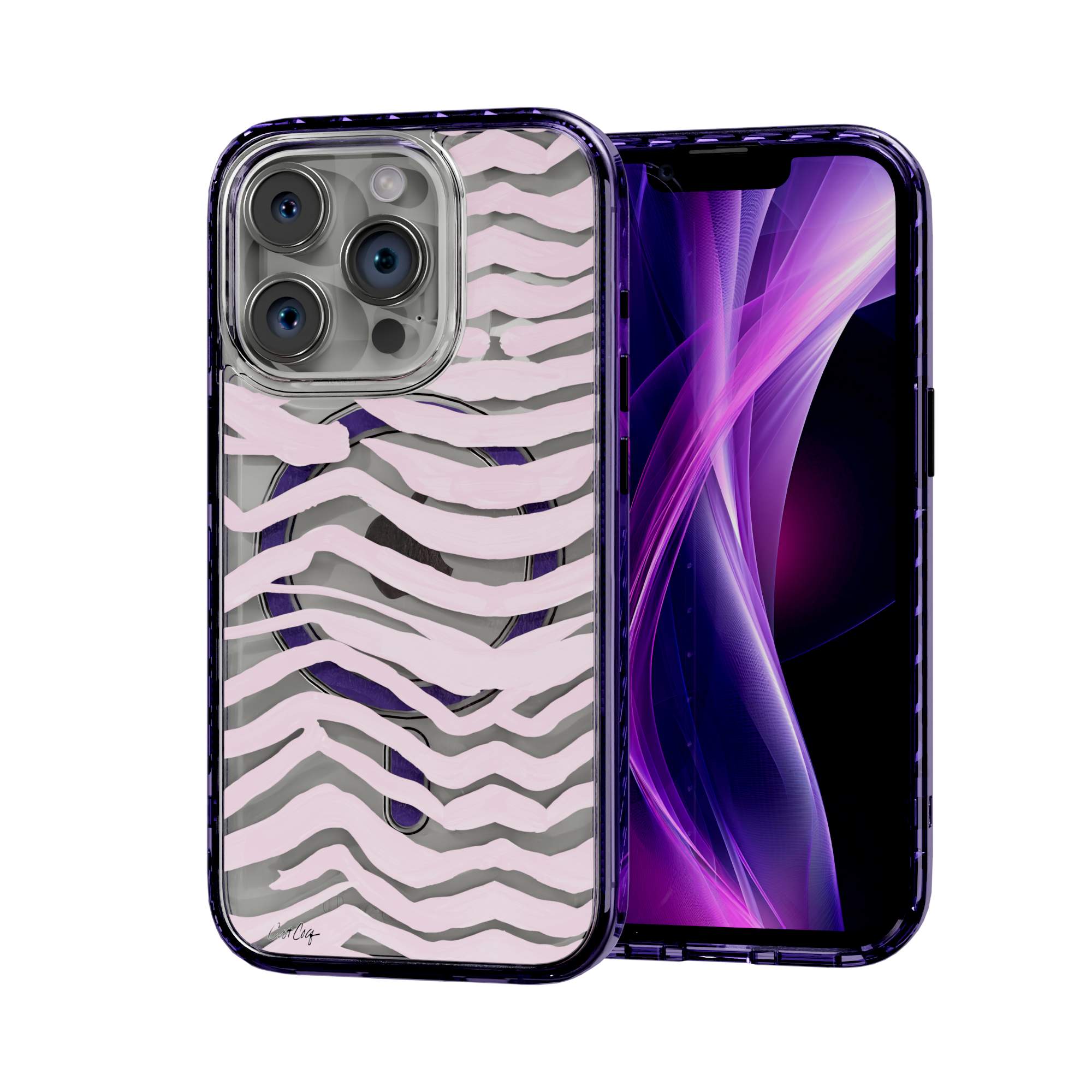 Zebra Blush by CatCoq | iPhone 15 Series |  MagSafe® Case iPhone 15 Pro / Midnight Lilac