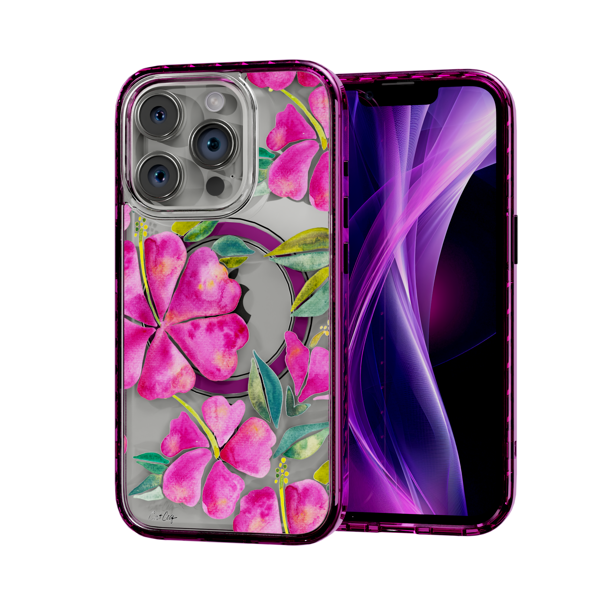 Hibiscus Bloom by CatCoq | iPhone 15 Series |  MagSafe® Case iPhone 15 Pro / Vivid Magenta