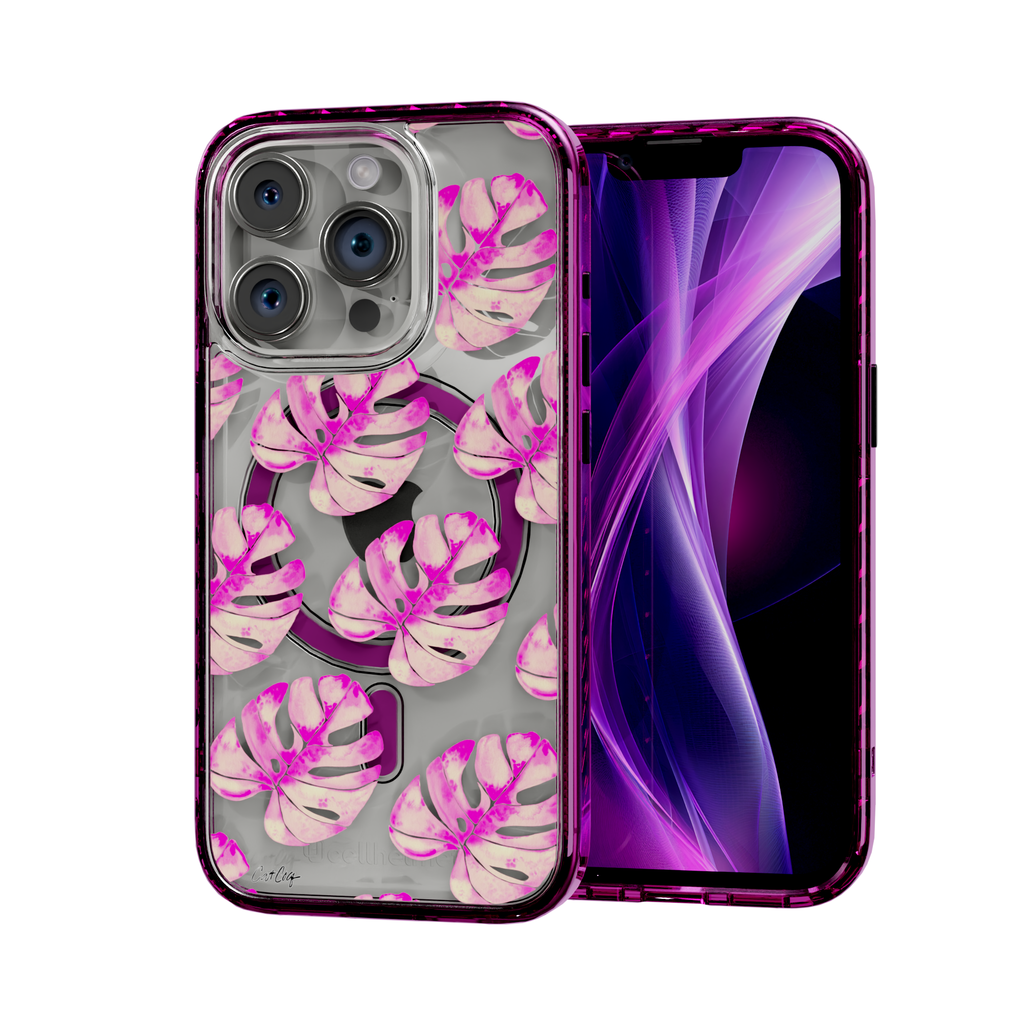 Pink Monstera by CatCoq | iPhone 15 Series |  MagSafe® Case iPhone 15 Pro / Vivid Magenta