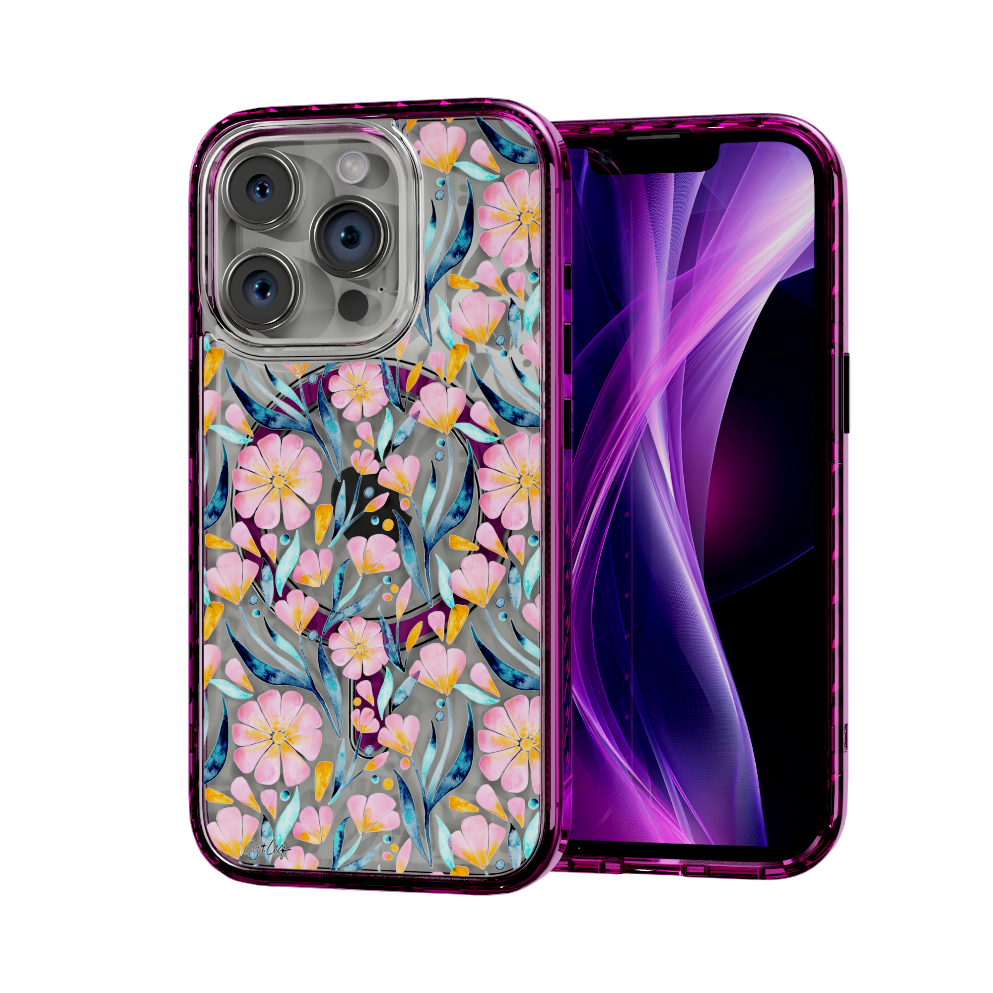 Sweet Florals by CatCoq | iPhone 15 Series |  MagSafe® Case iPhone 15 Pro / Vivid Magenta