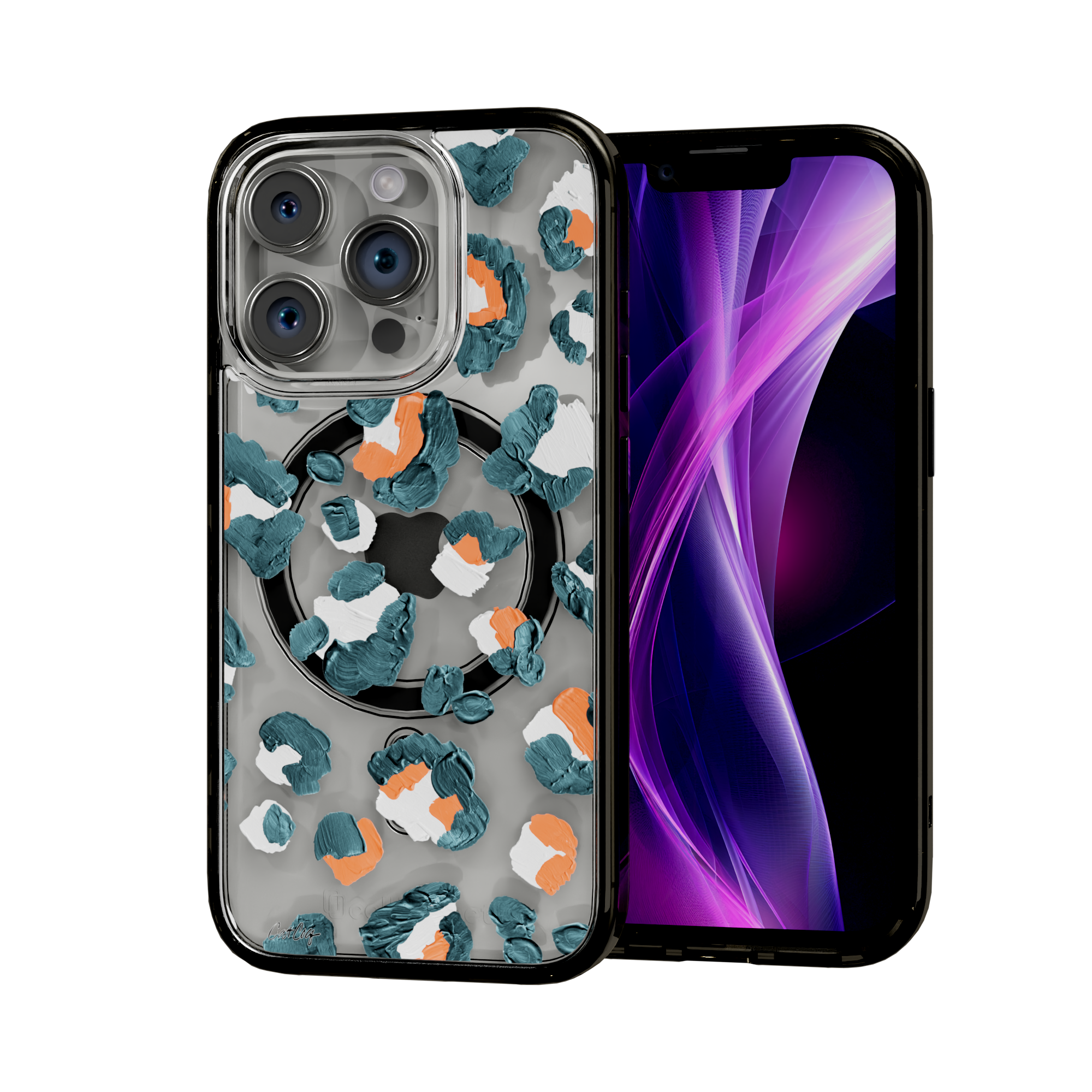 Leopard Turquoise by CatCoq | iPhone 15 Series |  MagSafe® Case iPhone 15 Pro / Onyx Black