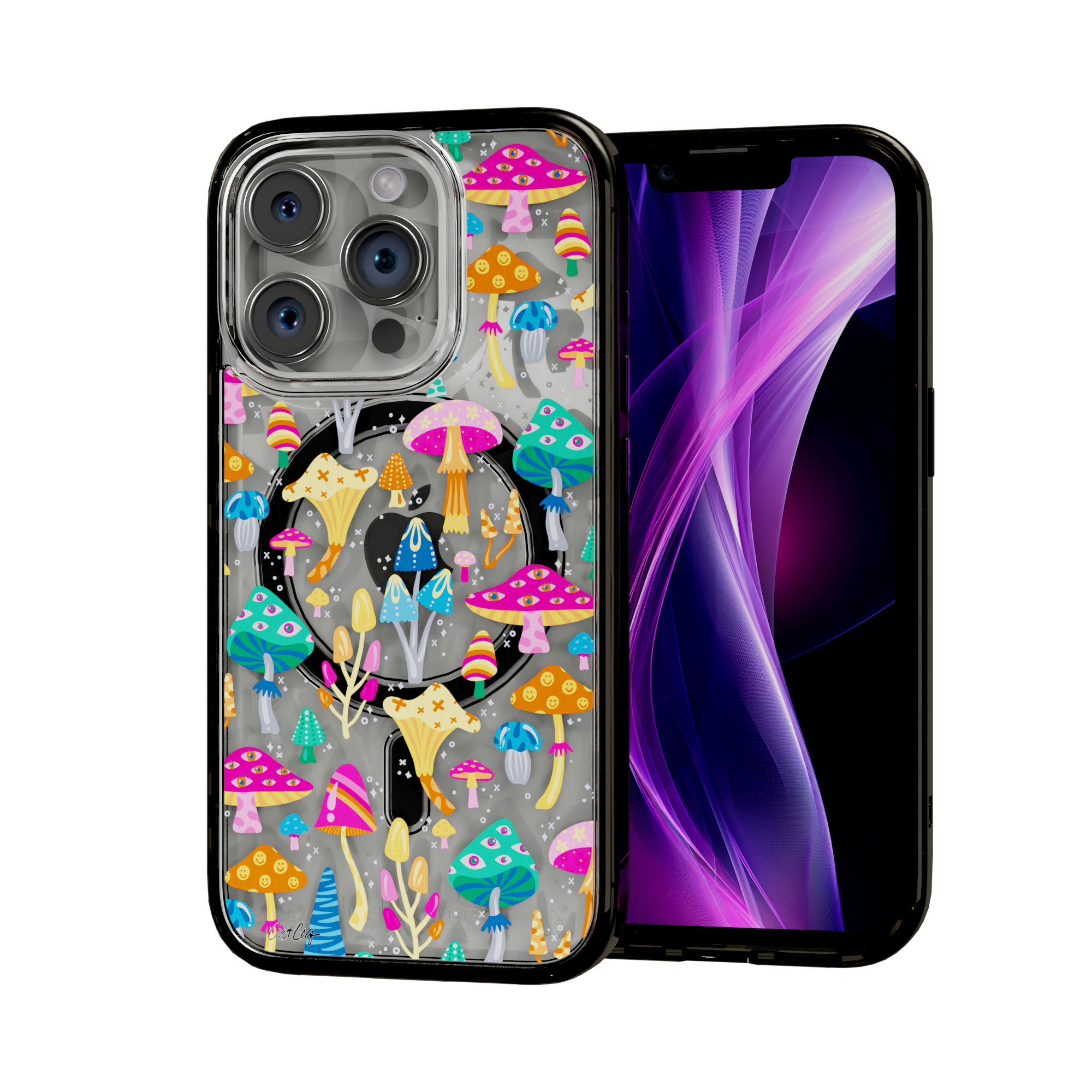 Mystic Mushrooms by CatCoq | iPhone 15 Series |  MagSafe® Case iPhone 15 Pro / Onyx Black